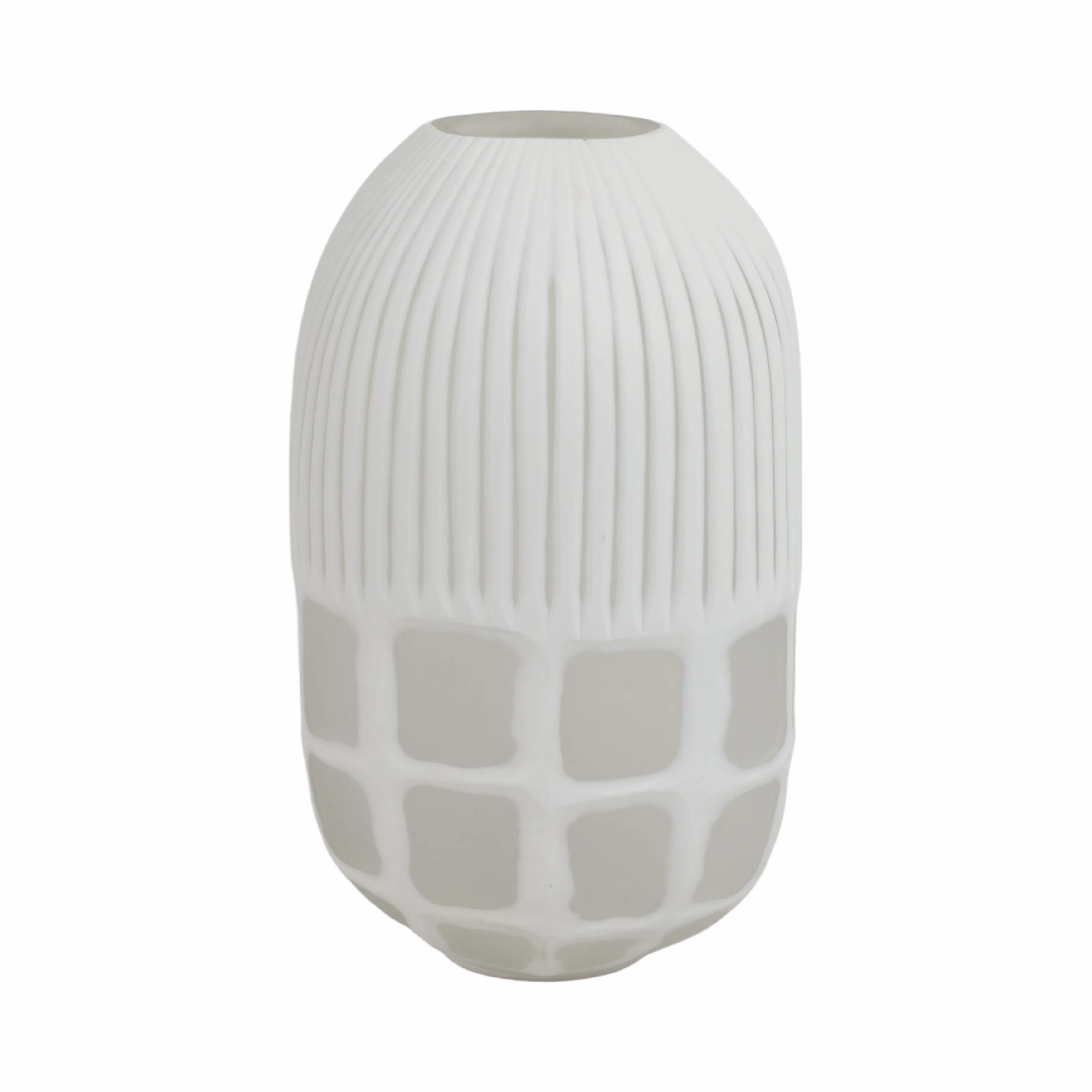 16" Arles Large White Glass Vase
