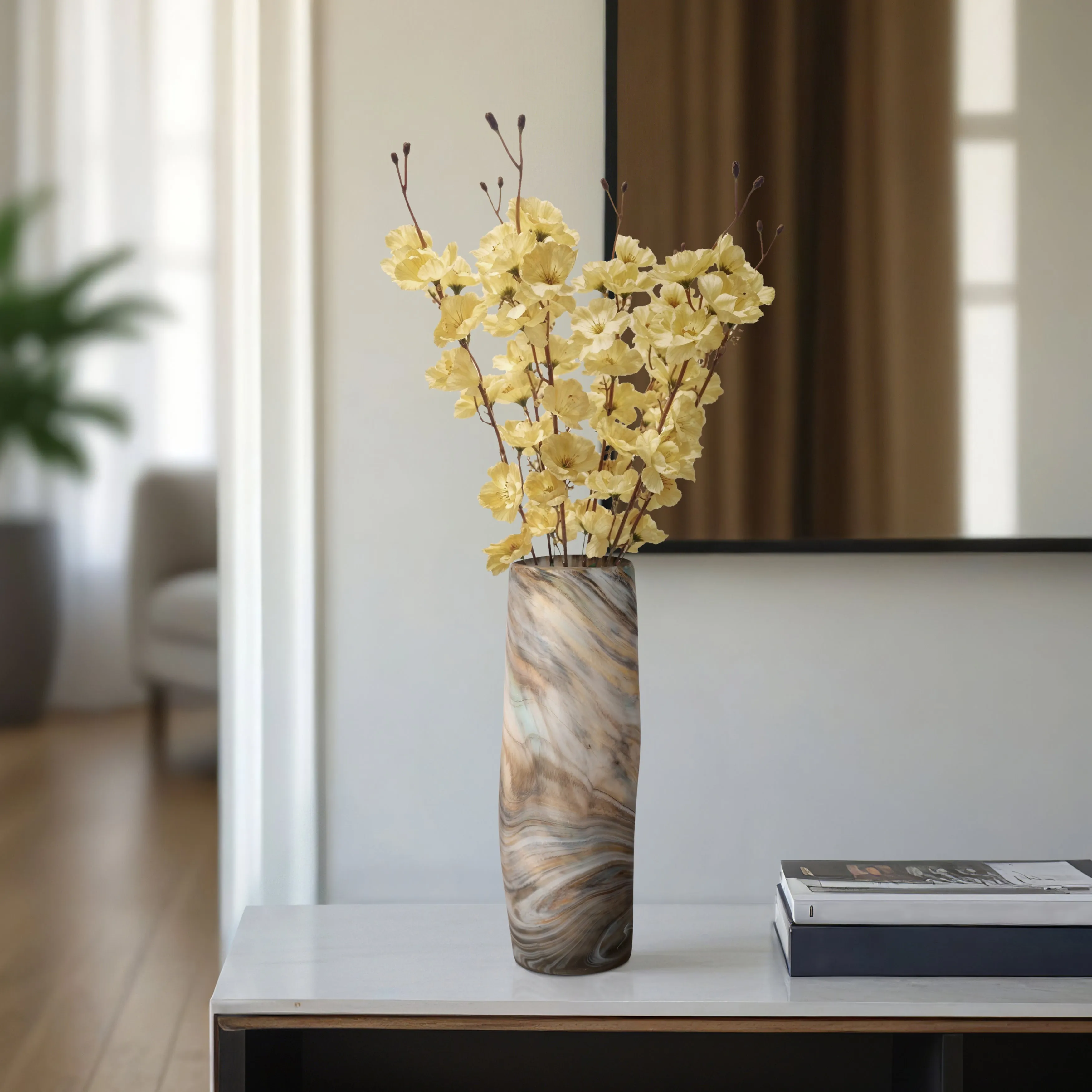 16" Dimpled Alabaster Finish Vase, Multi