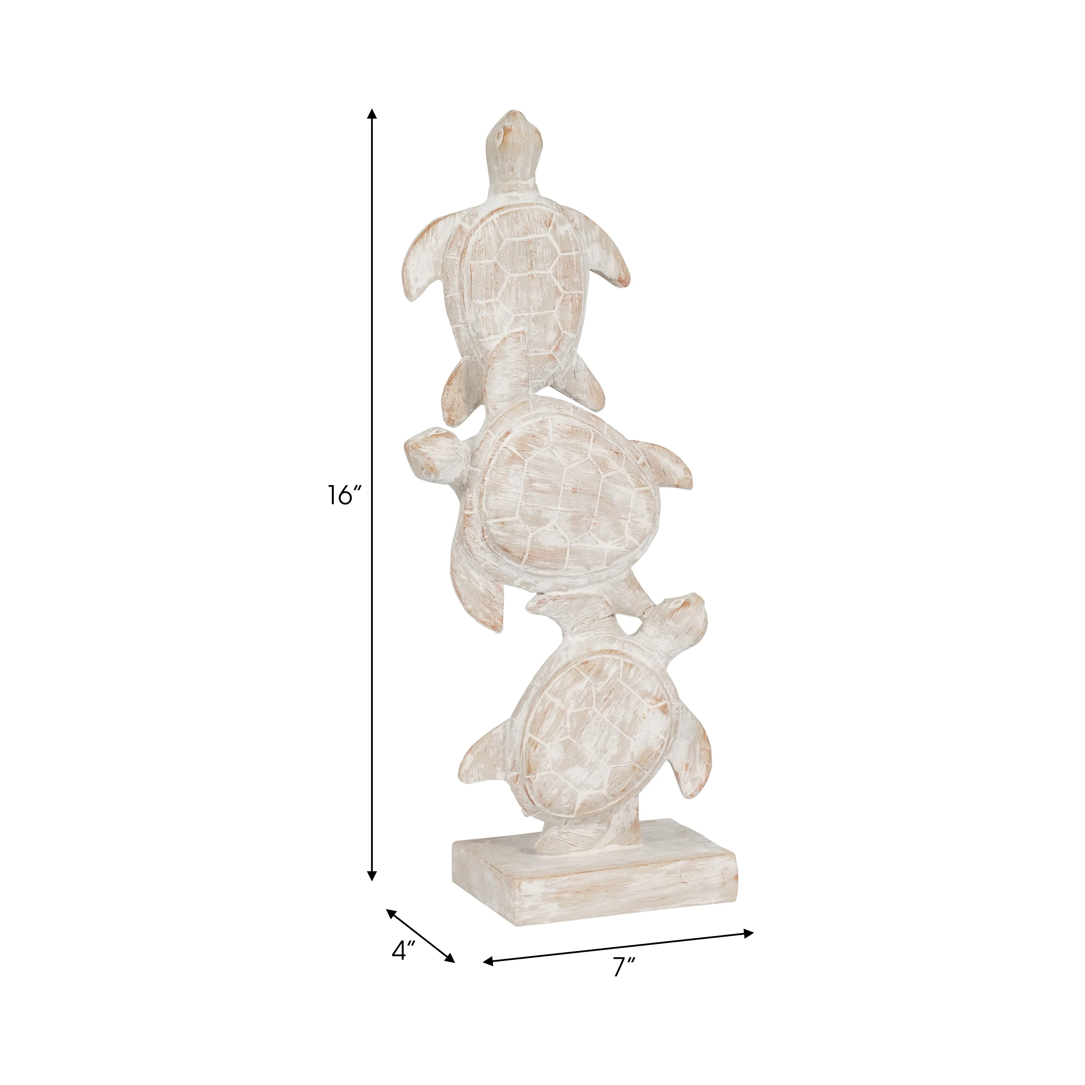 16" Stacked Turtles, White