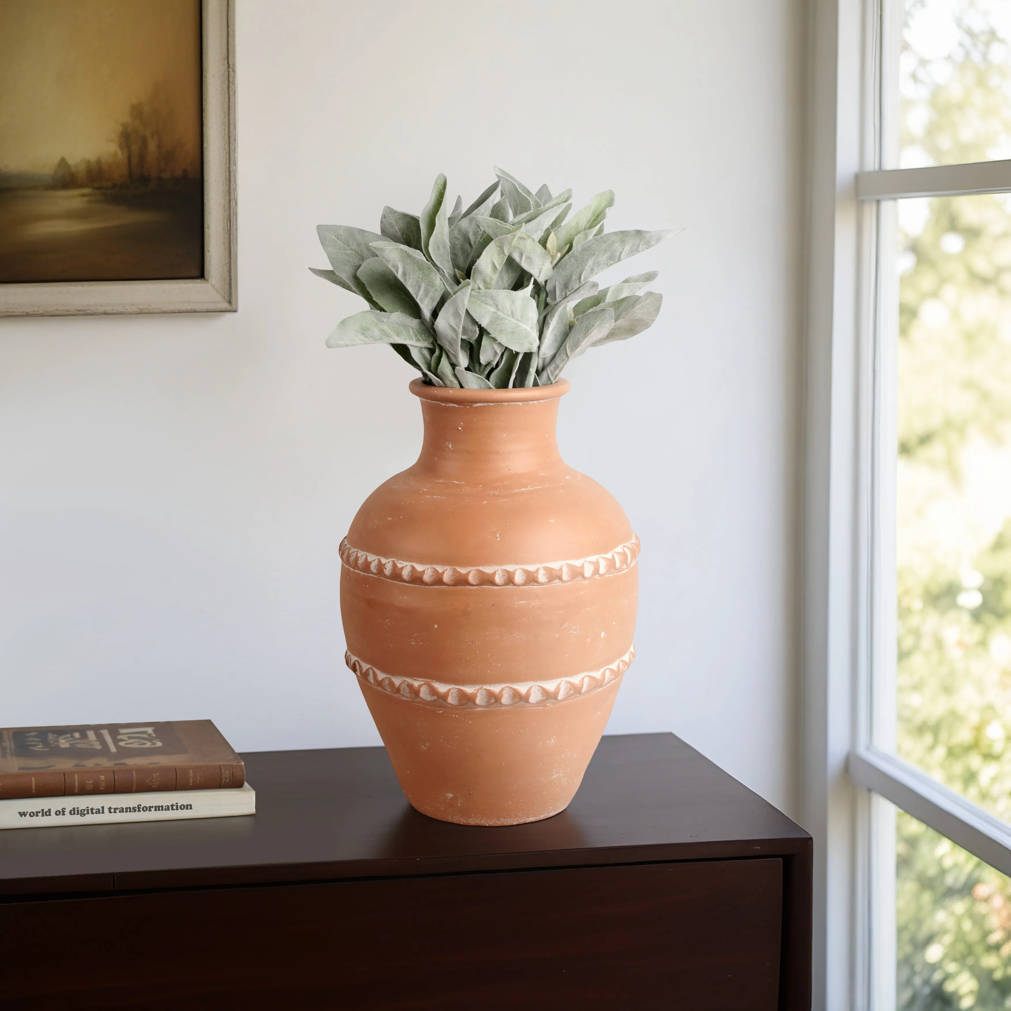16" Traditional Terracotta Vase, Terracotta