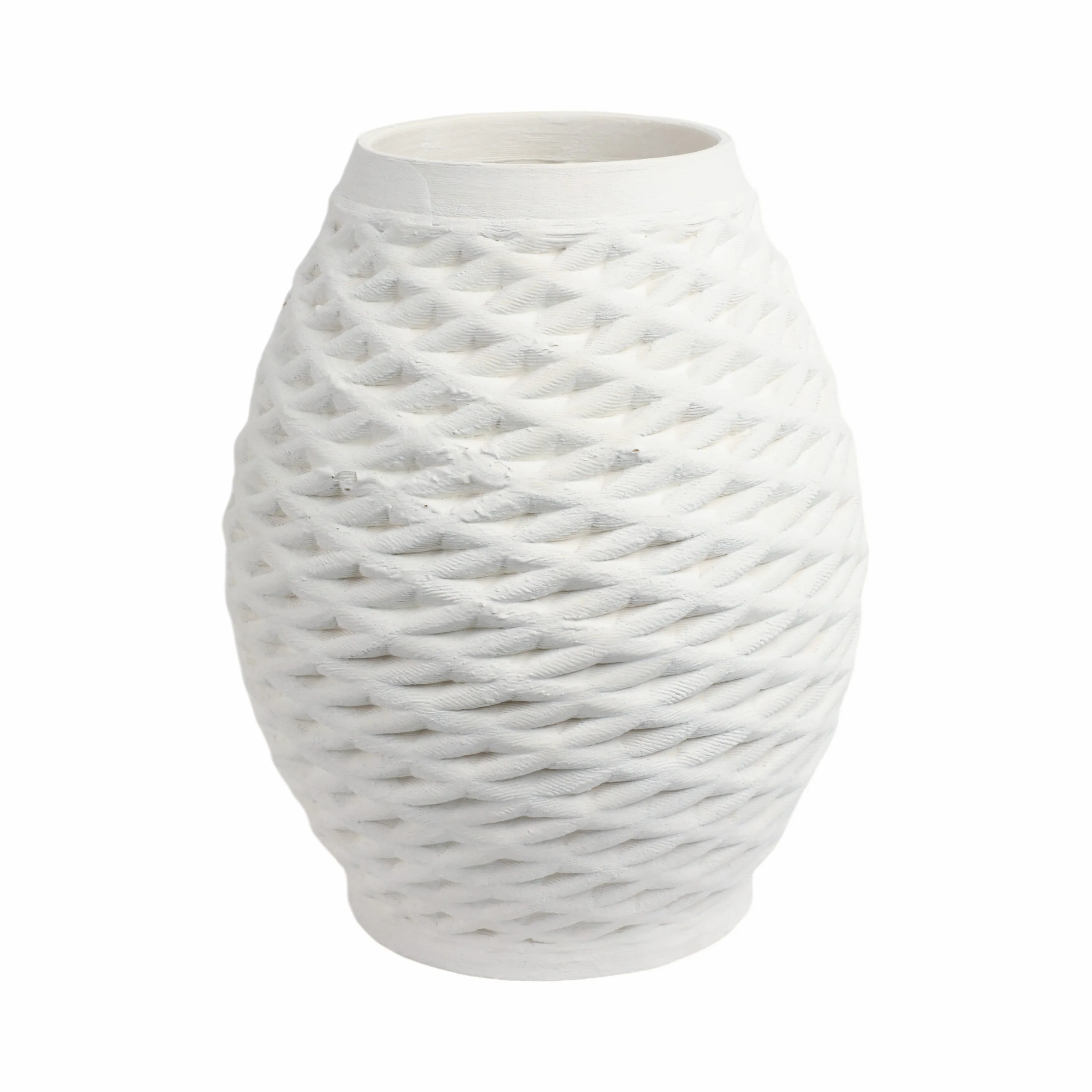 16"talland Large 3d Printed Porcelain Vase, Ivory