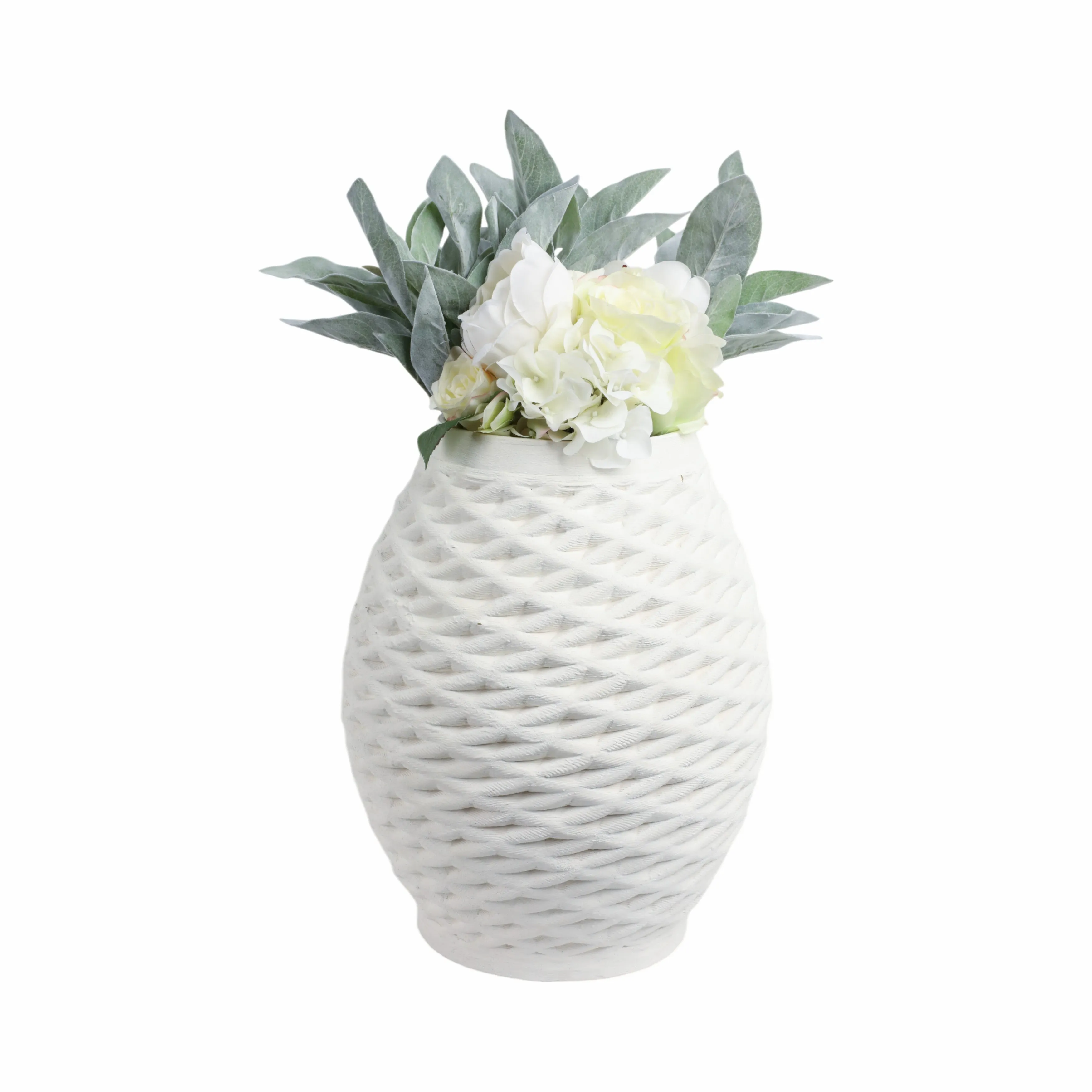 16"talland Large 3d Printed Porcelain Vase, Ivory