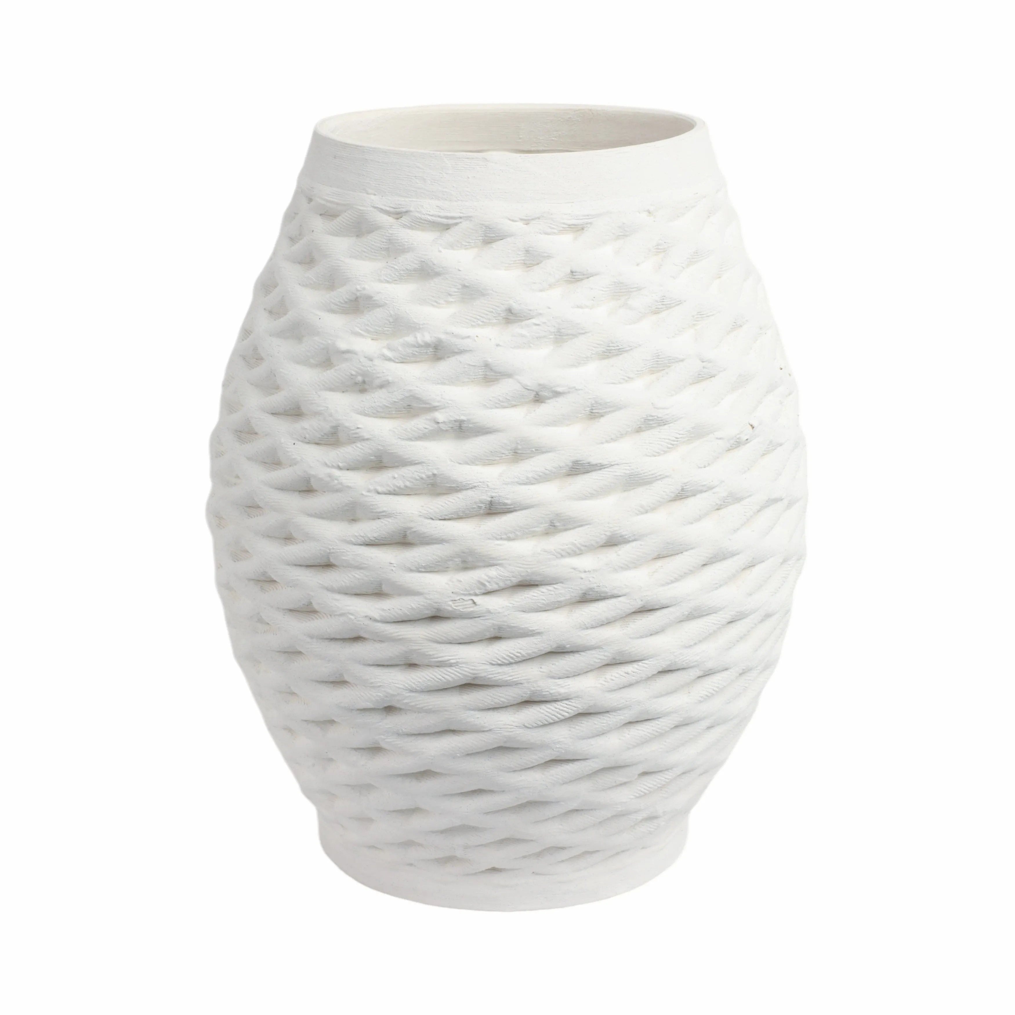 16"talland Large 3d Printed Porcelain Vase, Ivory