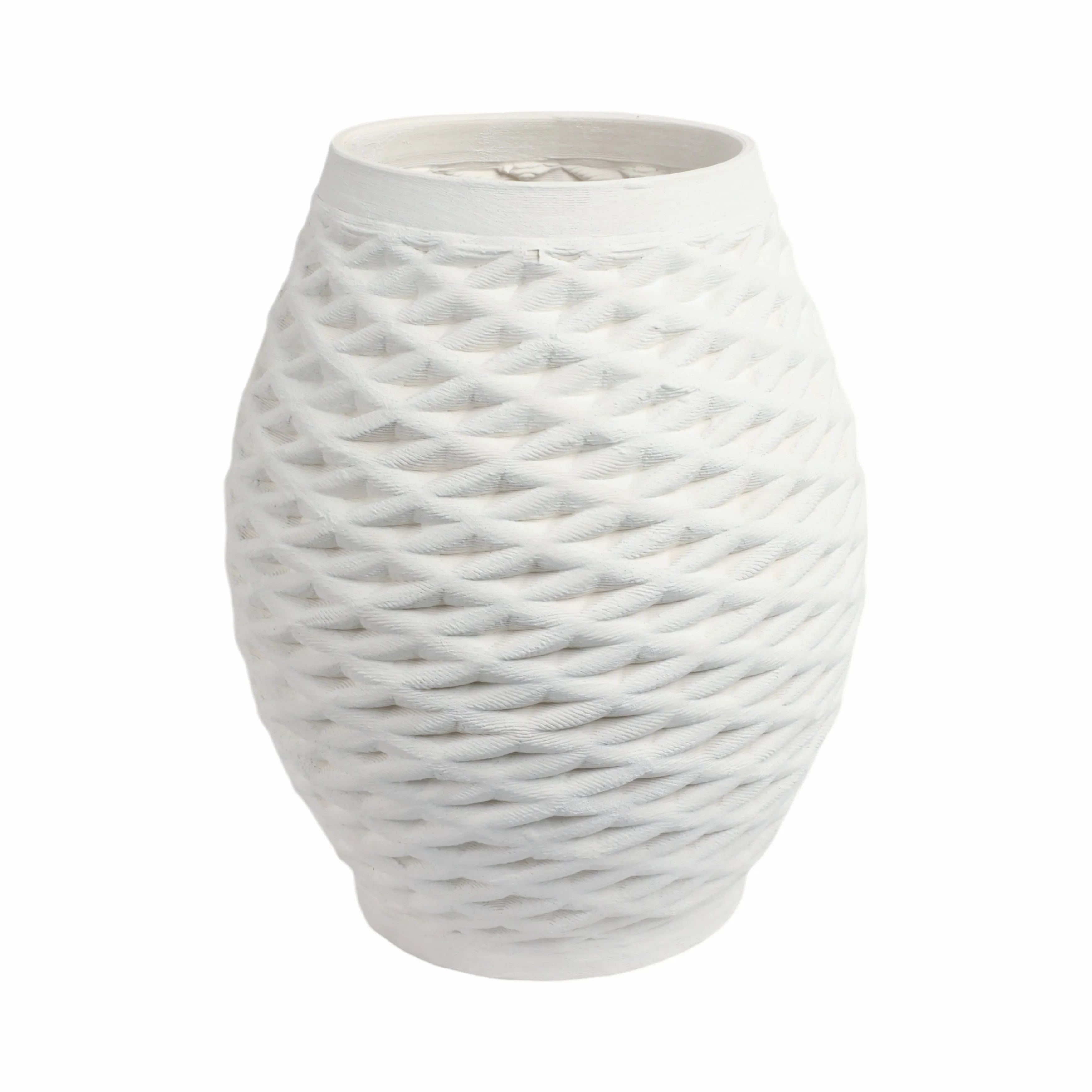 16"talland Large 3d Printed Porcelain Vase, Ivory
