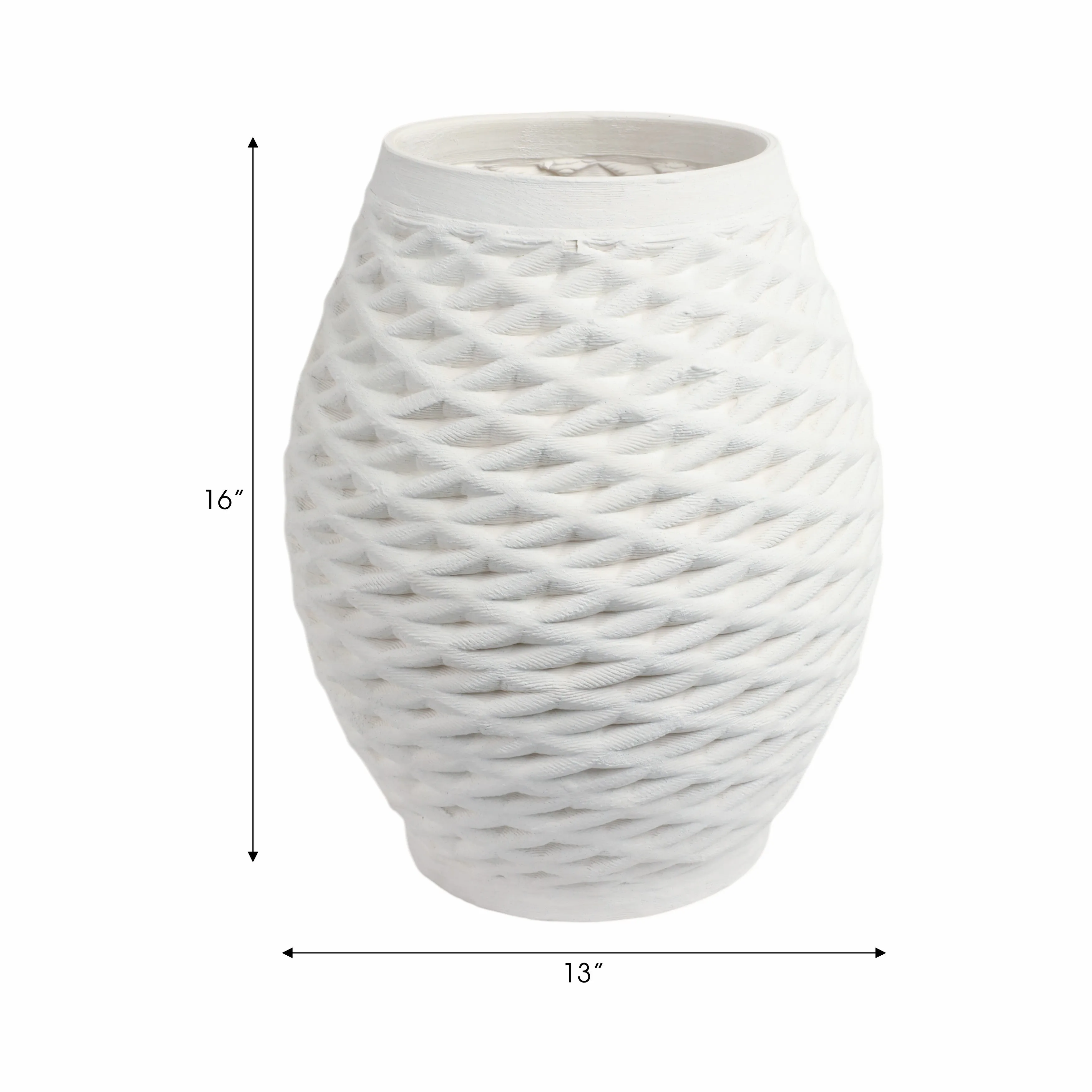 16"talland Large 3d Printed Porcelain Vase, Ivory