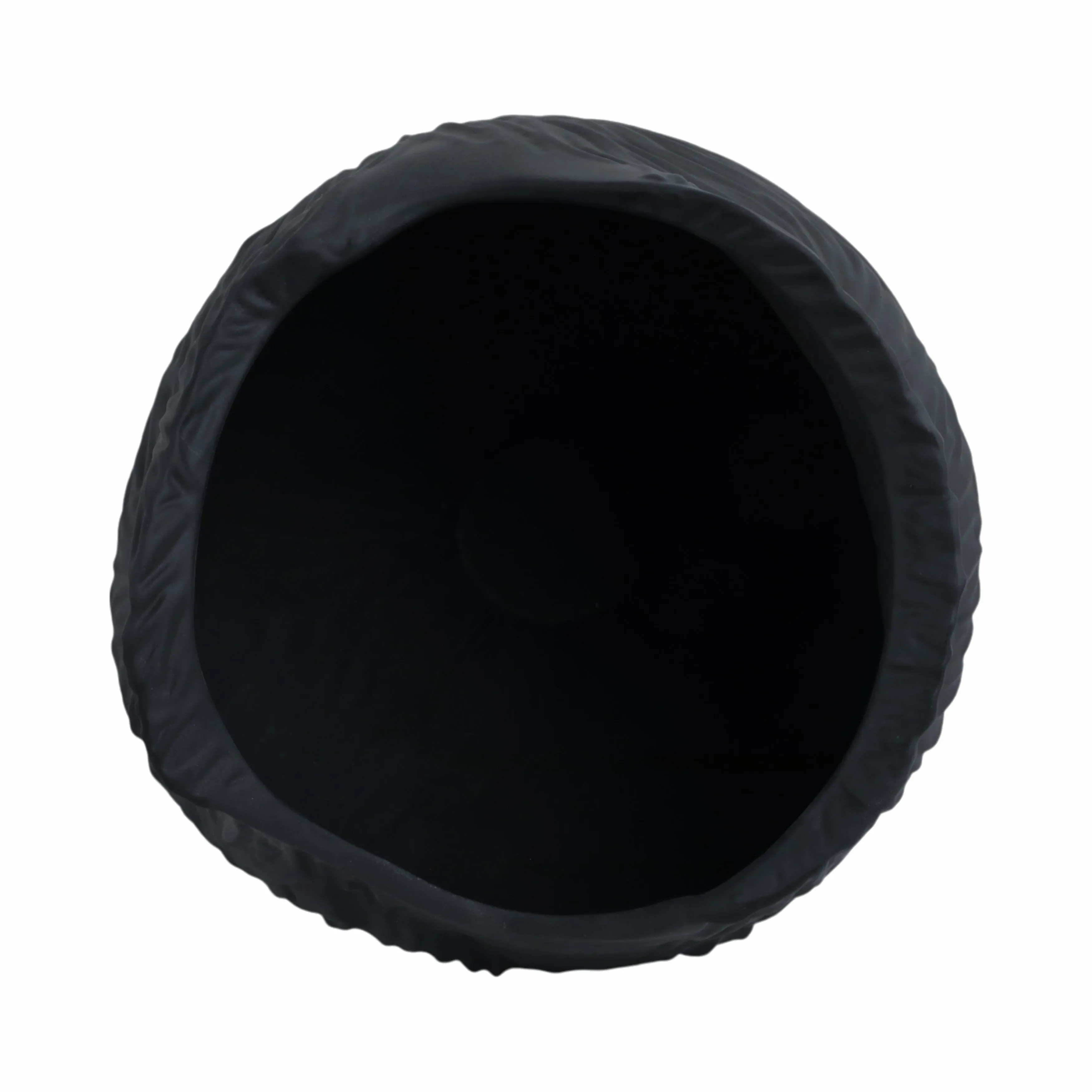 16"trevino Large 3d Printed Porcelain Vase, Blk