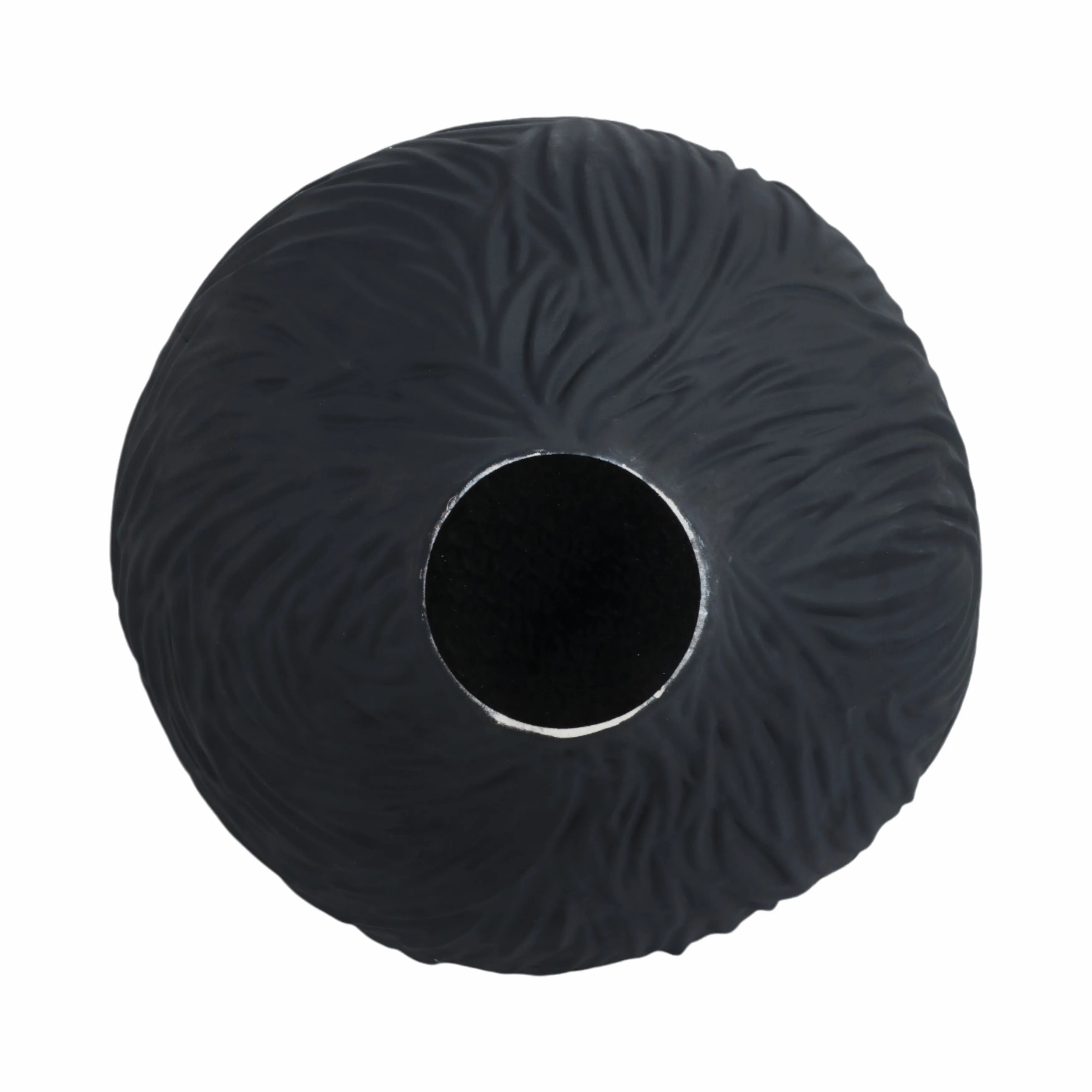 16"trevino Large 3d Printed Porcelain Vase, Blk