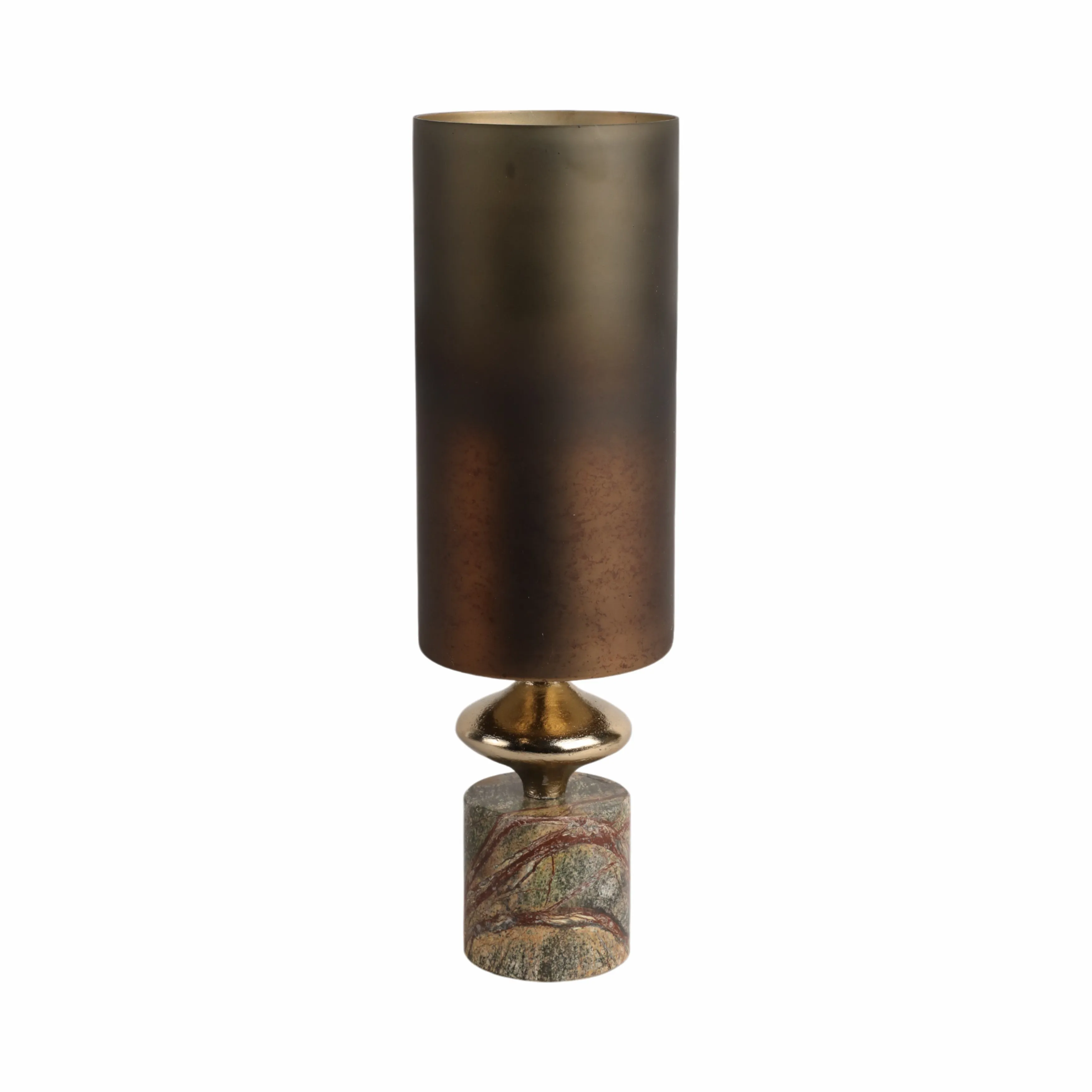 17" Kano Sm Glass Hurricane W/stone Base, Green