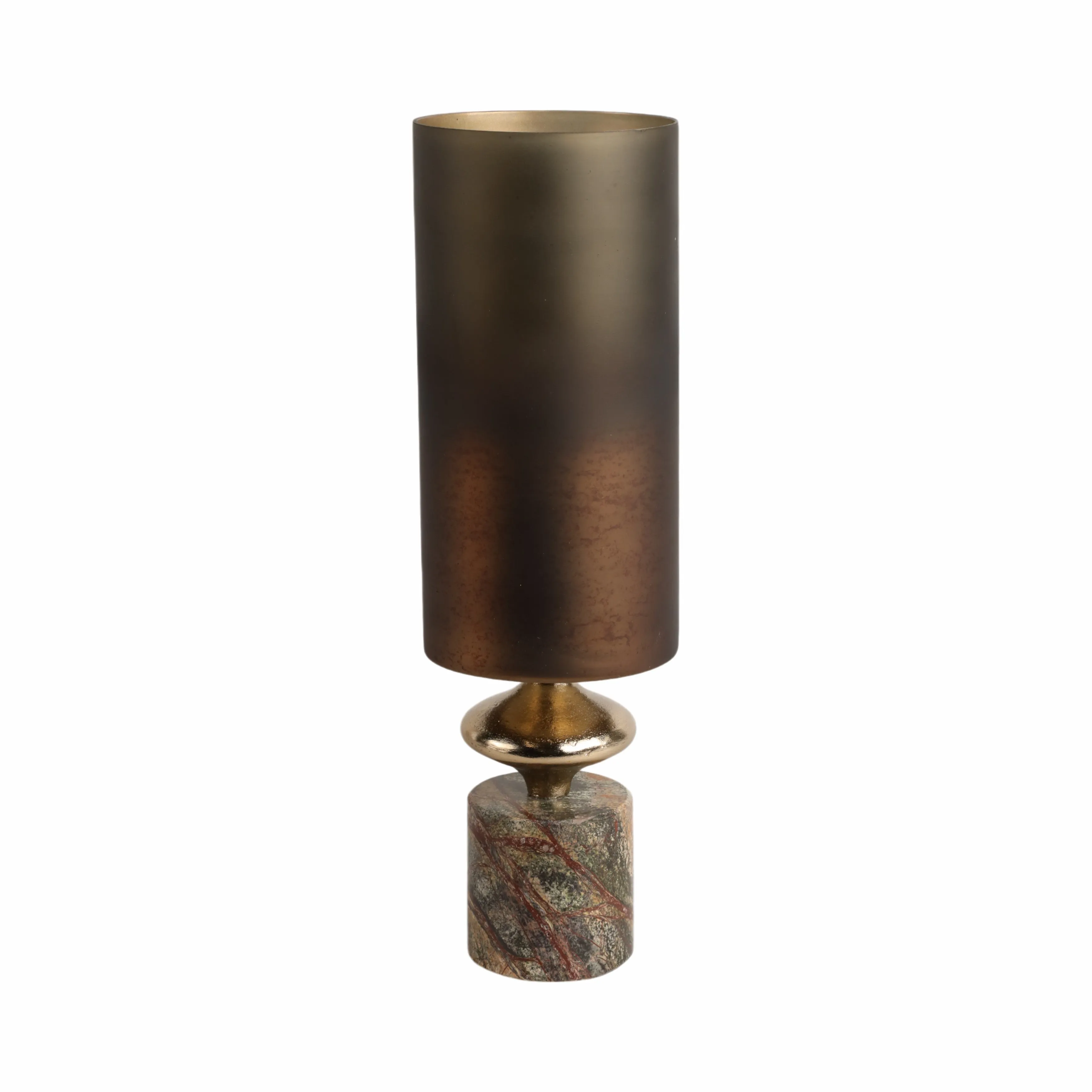17" Kano Sm Glass Hurricane W/stone Base, Green