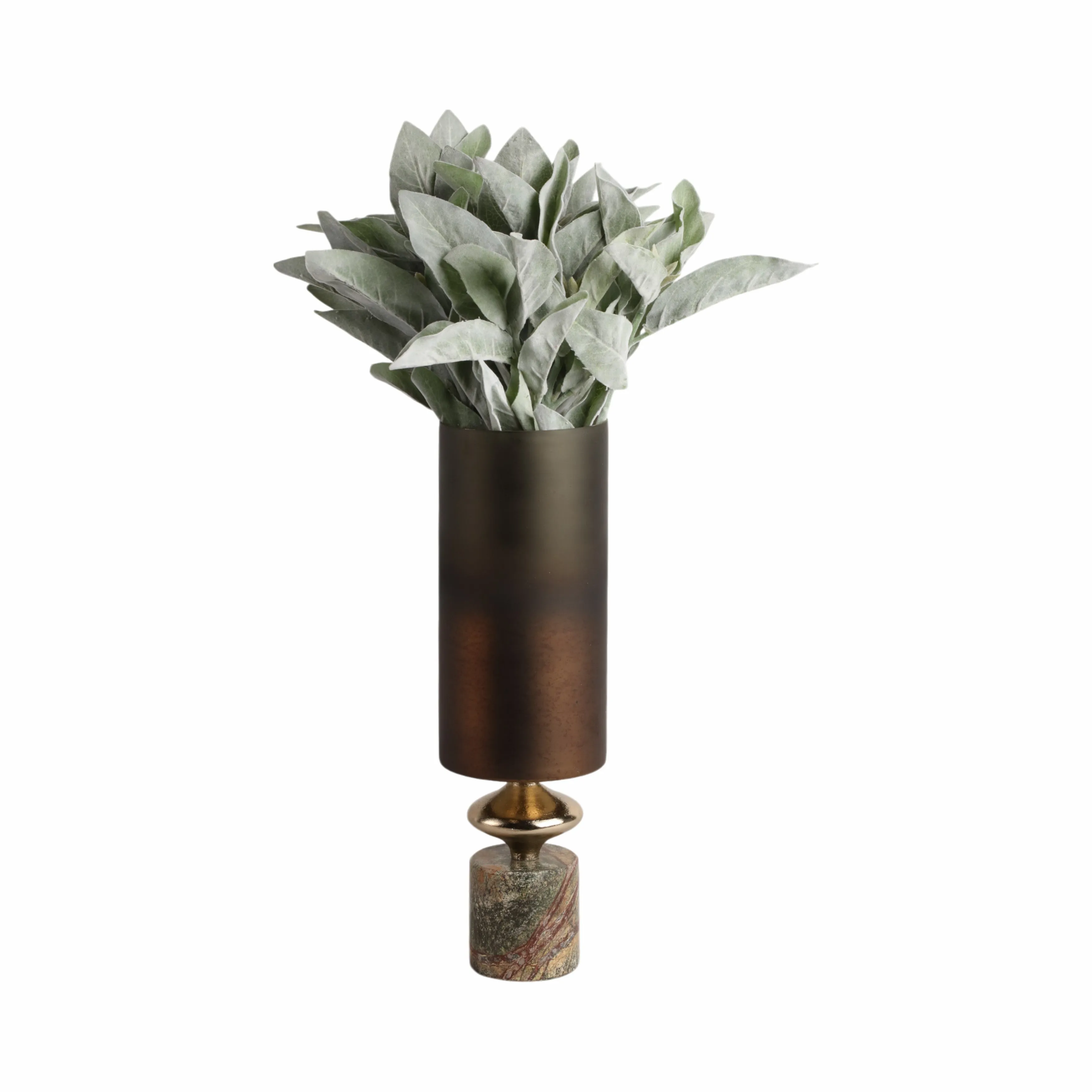 17" Kano Sm Glass Hurricane W/stone Base, Green