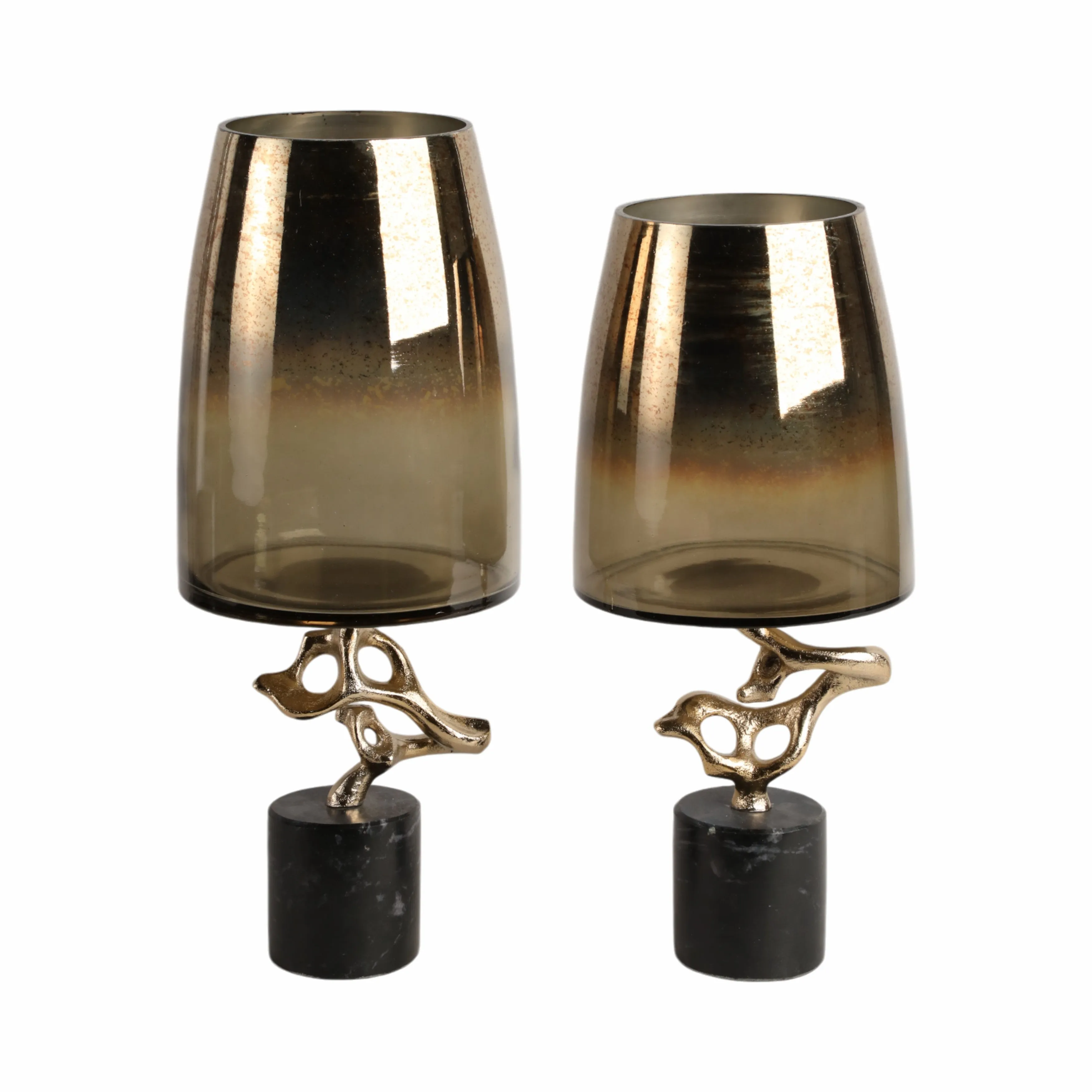 17" Lusaka Sm Hurrican Glass W/stone Base, Gold