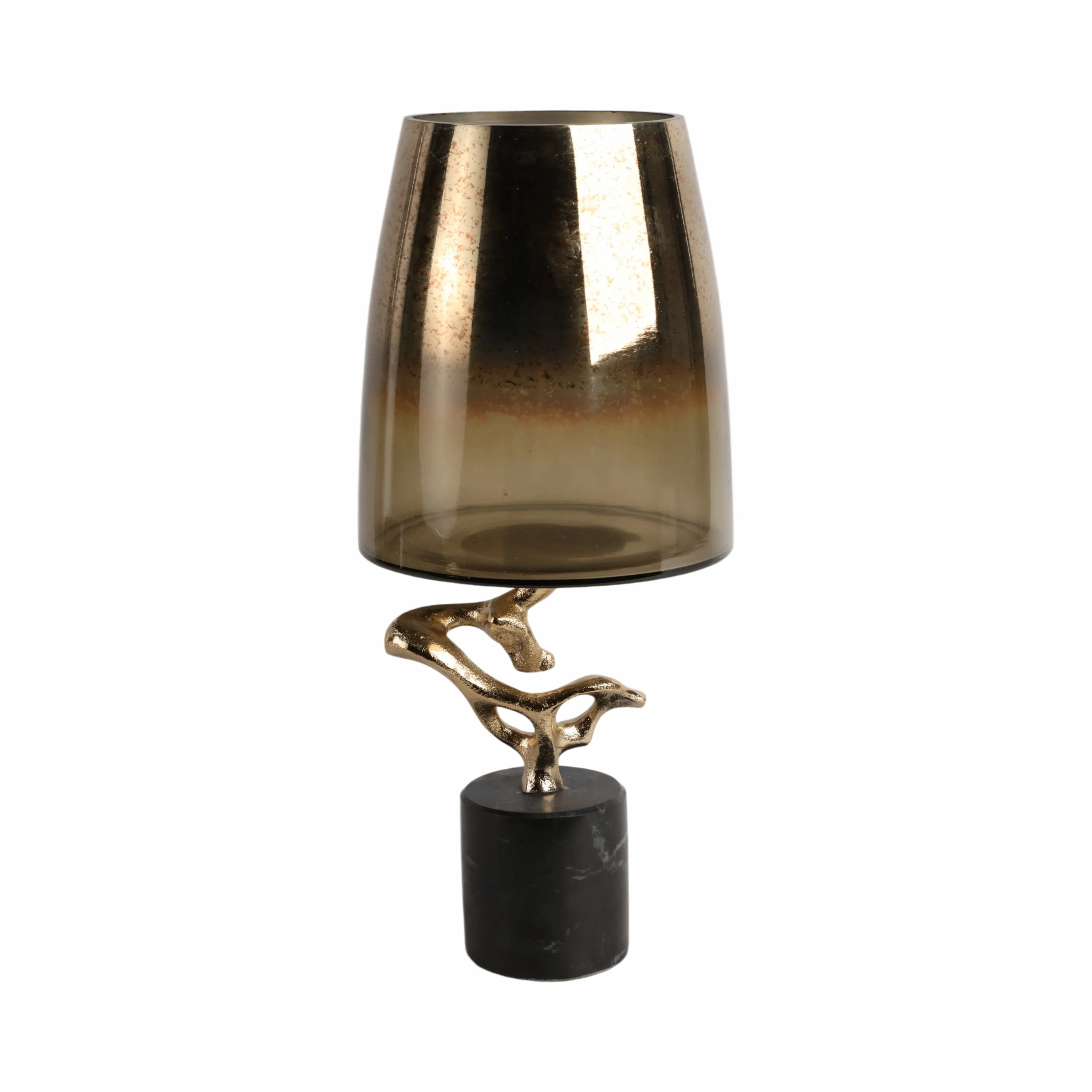 17" Lusaka Sm Hurrican Glass W/stone Base, Gold