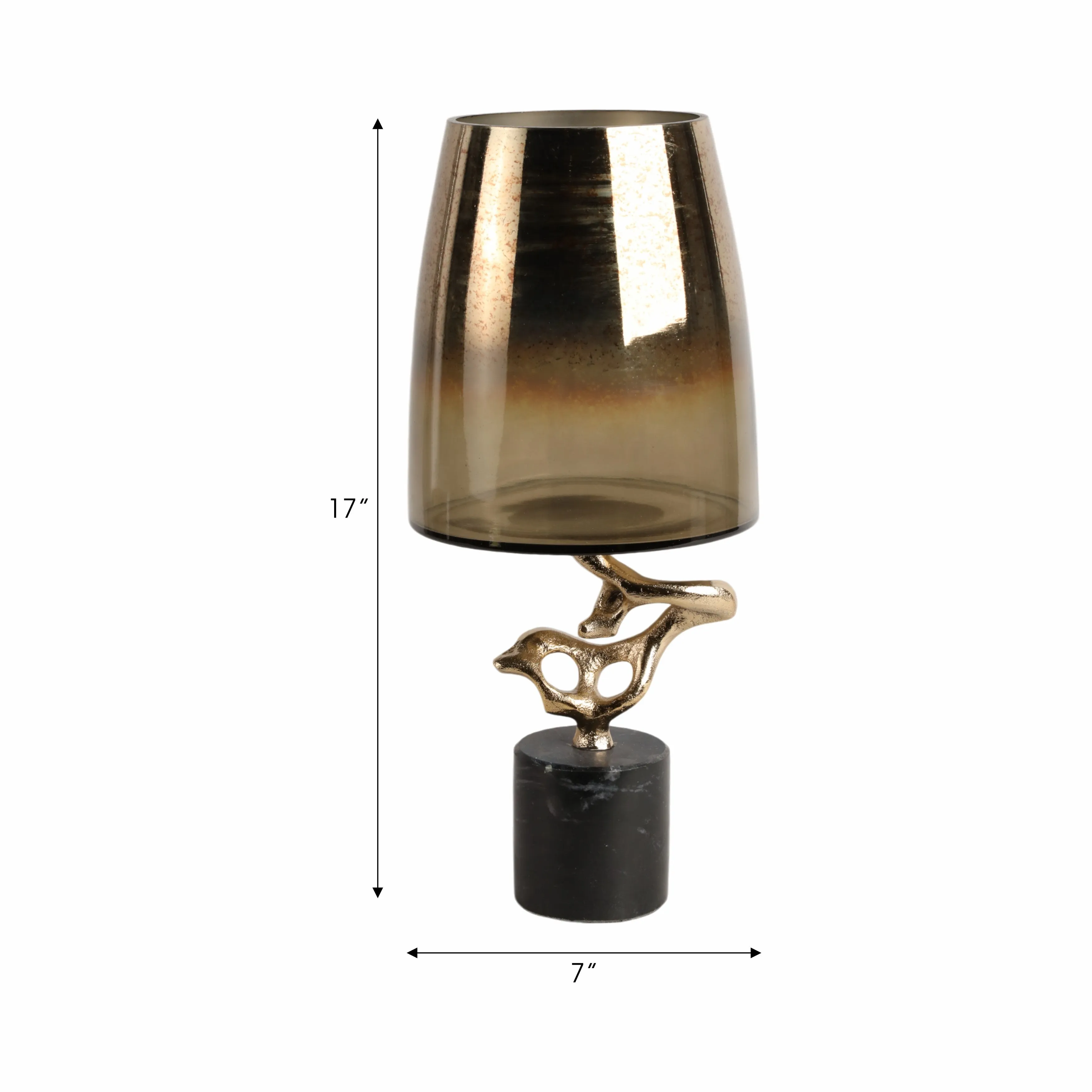 17" Lusaka Sm Hurrican Glass W/stone Base, Gold