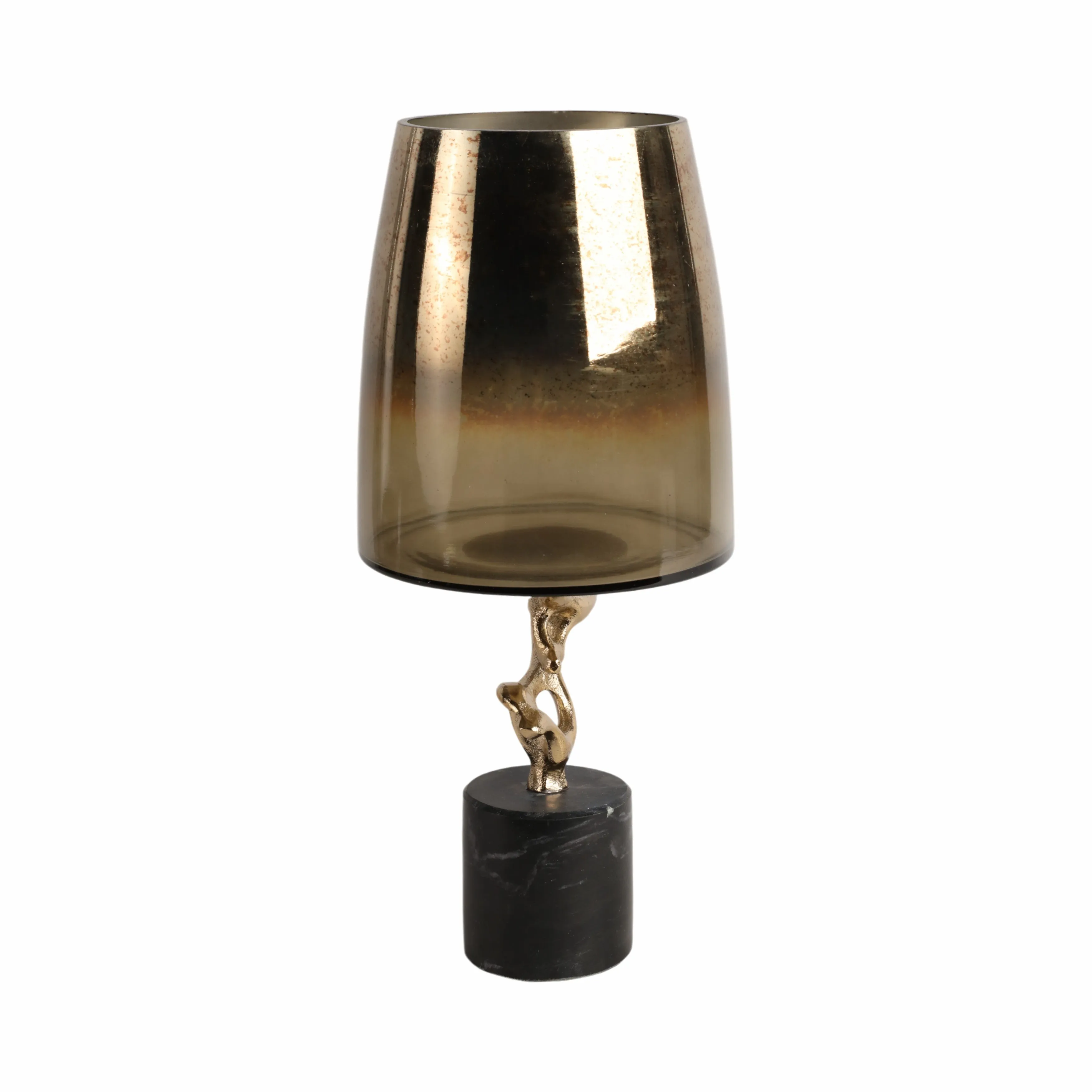 17" Lusaka Sm Hurrican Glass W/stone Base, Gold