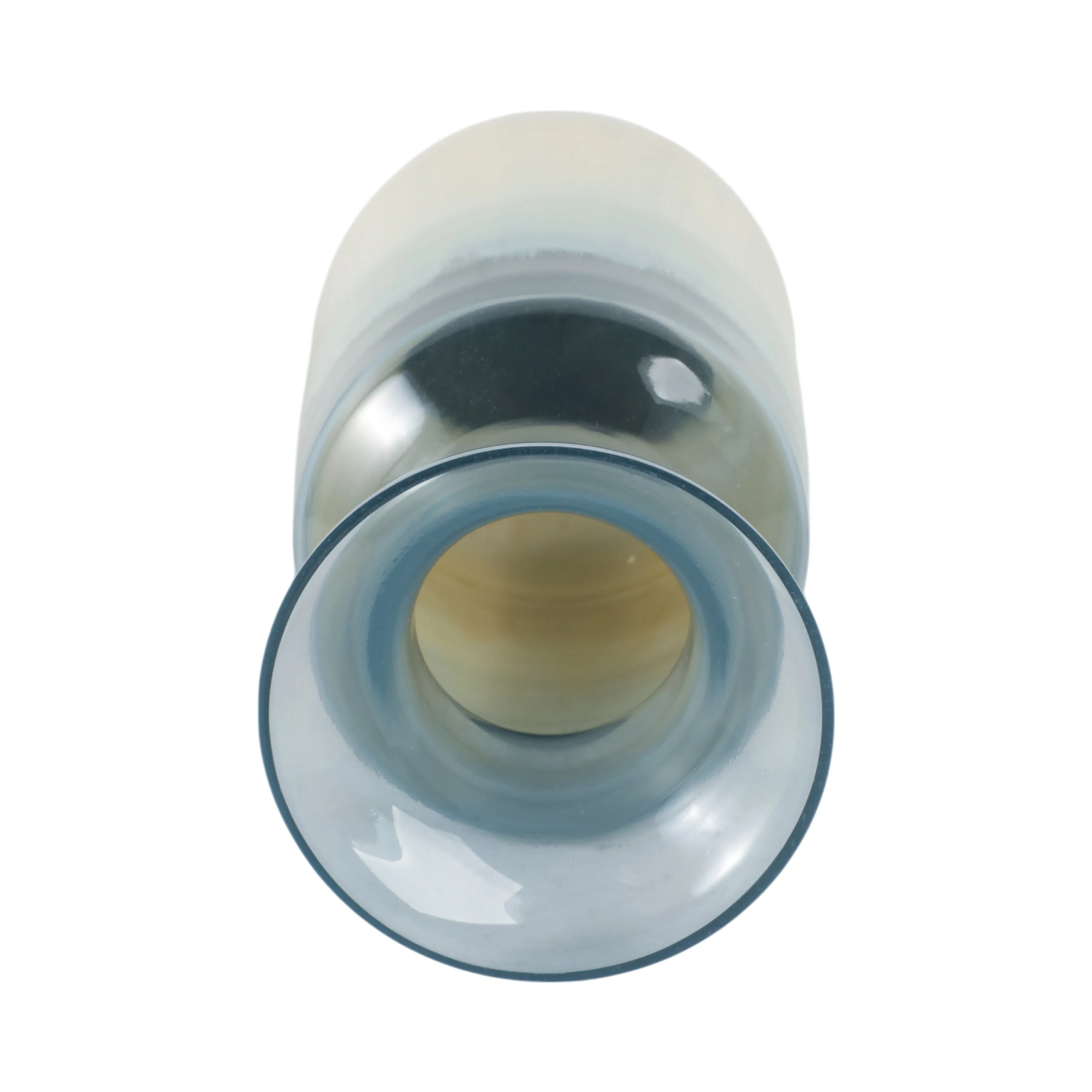 17x7" Frosted Glass Vase, Blue/white