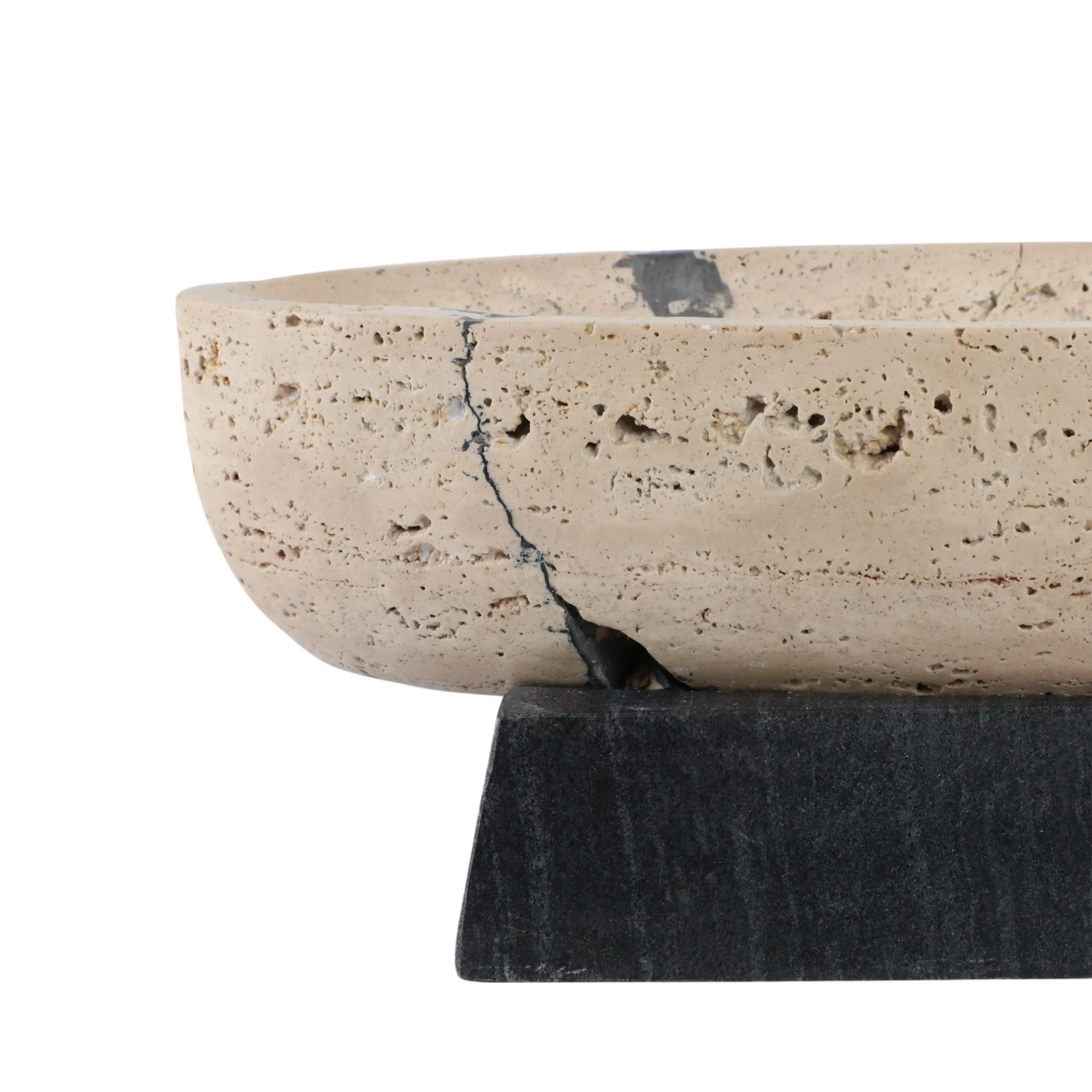 18" Gorda Crackle Travertine Bowl