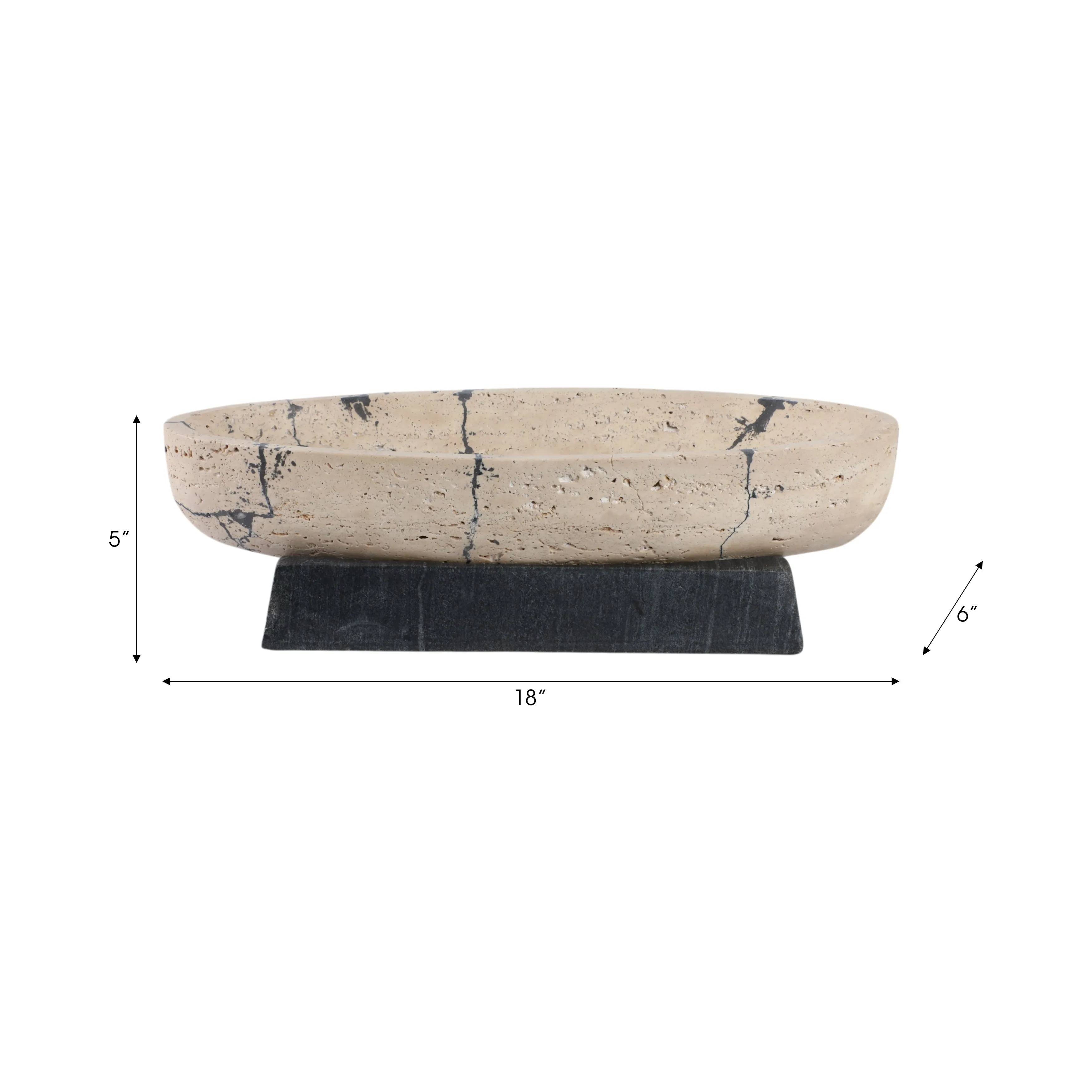 18" Gorda Crackle Travertine Bowl