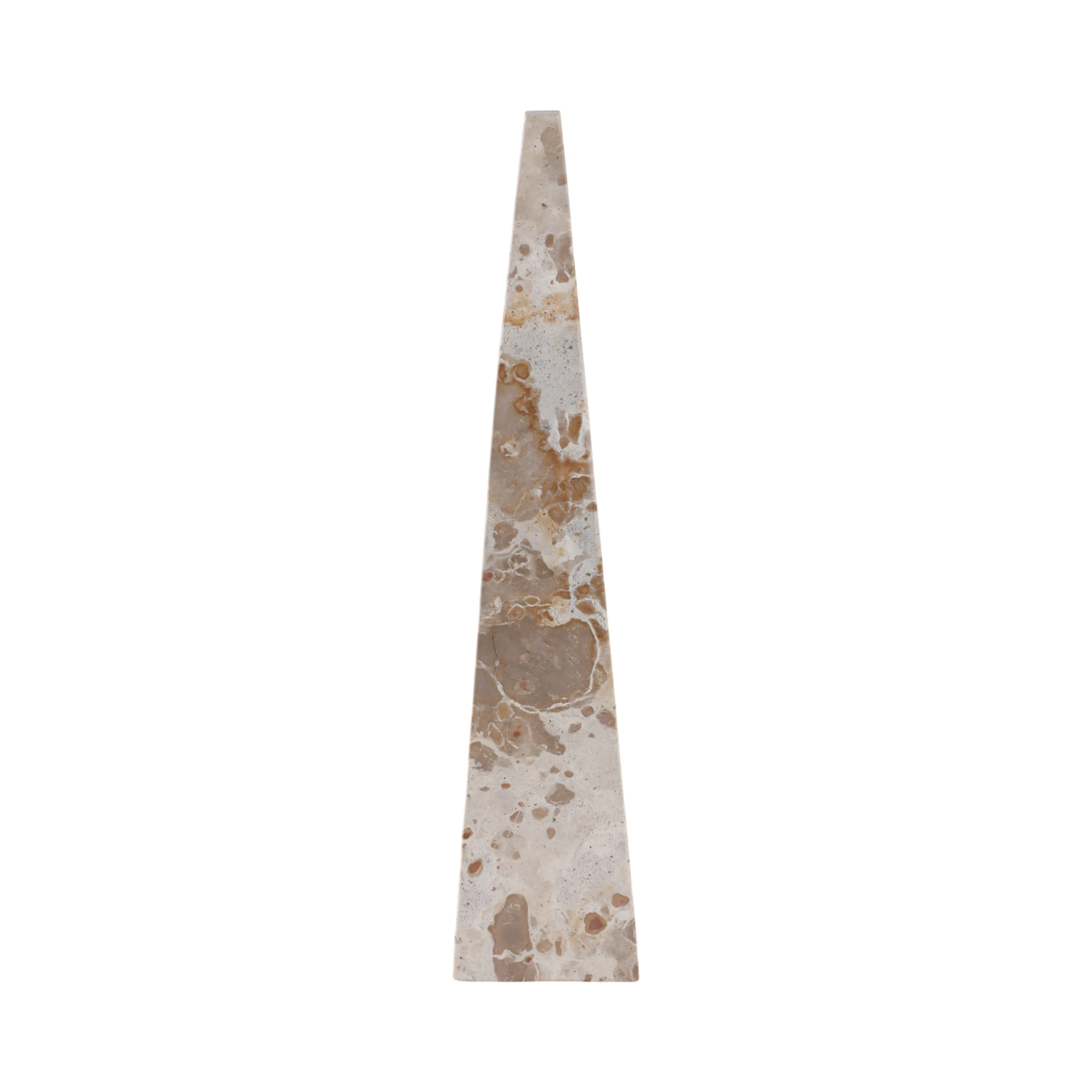 18" Pompano Large Beige And White Marble Pyramid