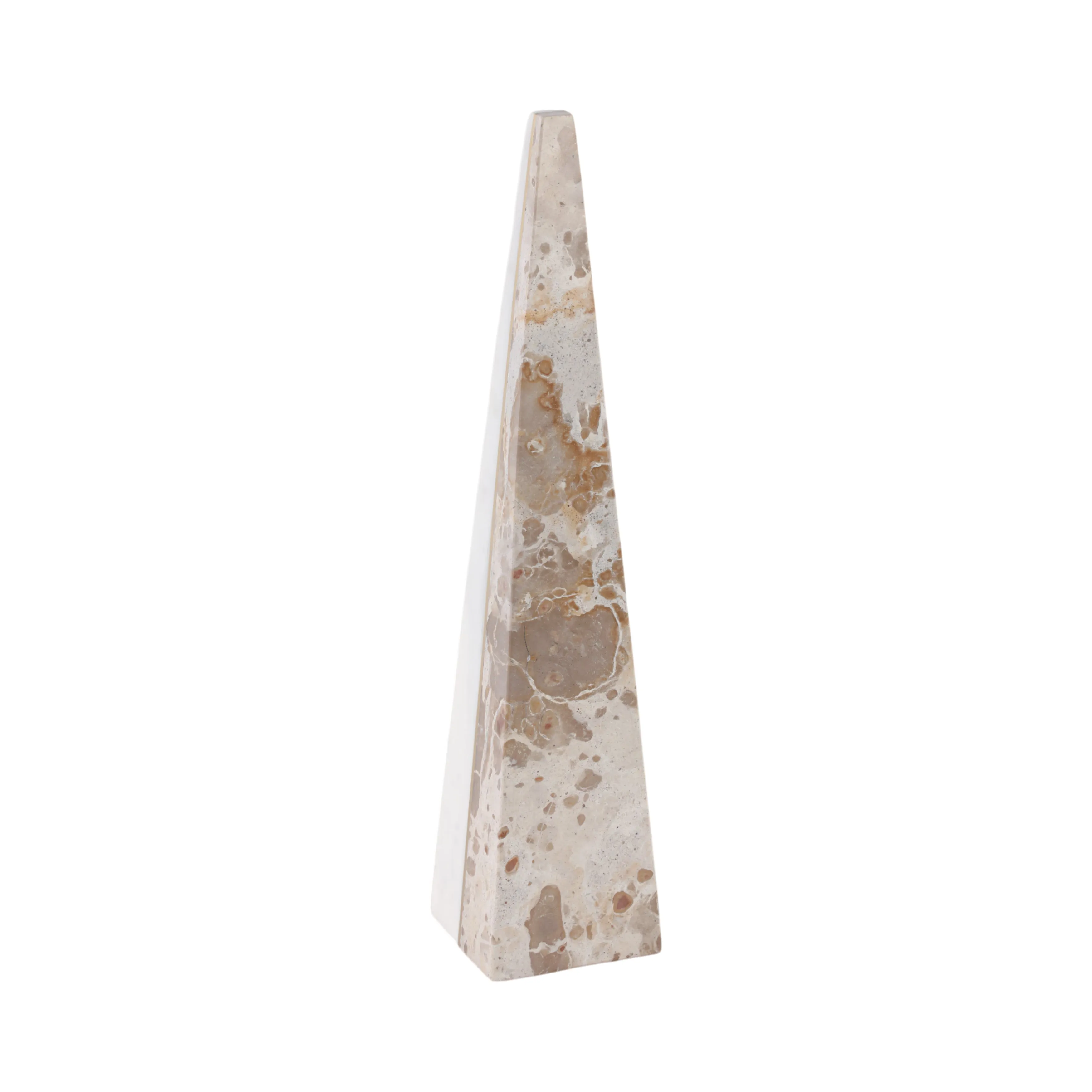 18" Pompano Large Beige And White Marble Pyramid