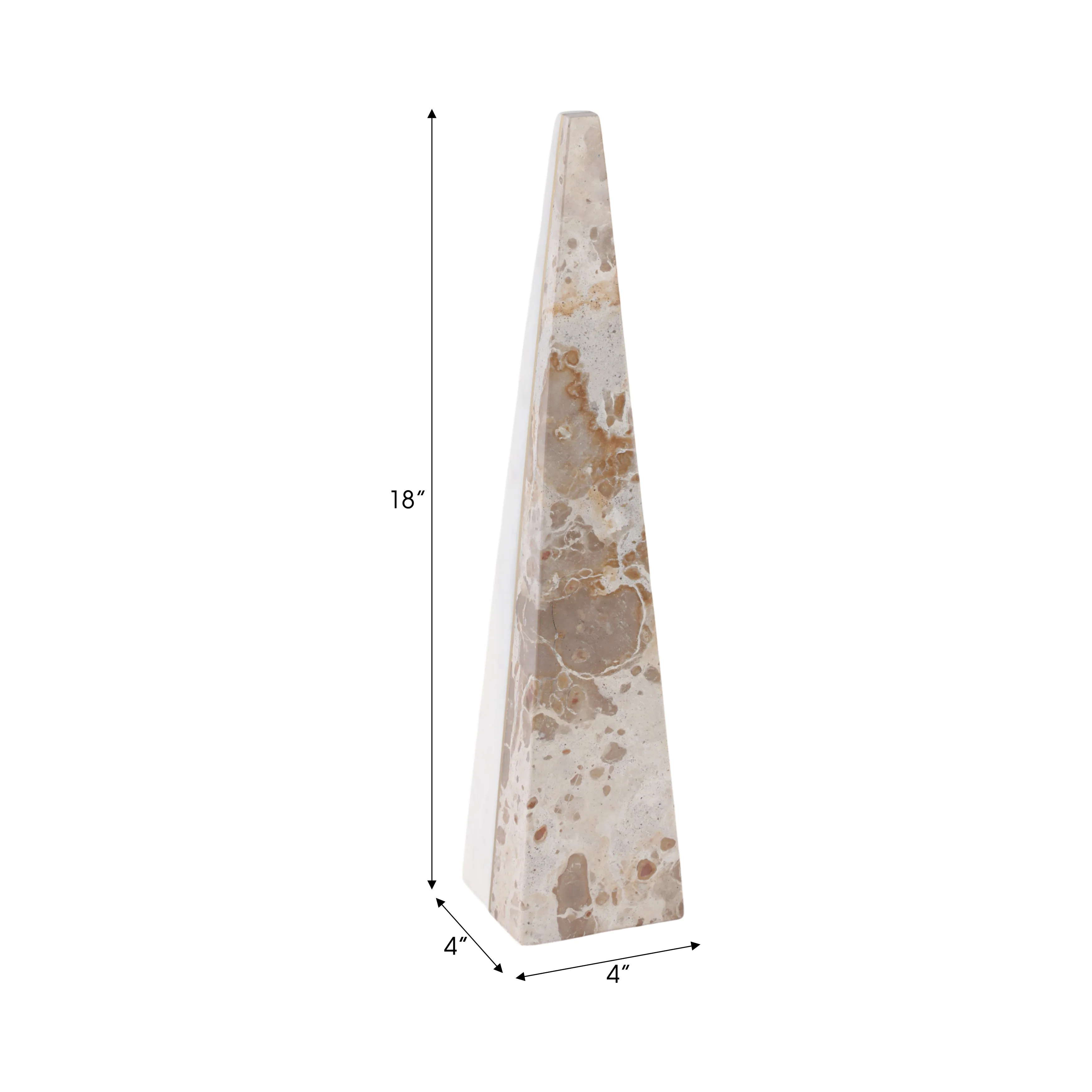 18" Pompano Large Beige And White Marble Pyramid