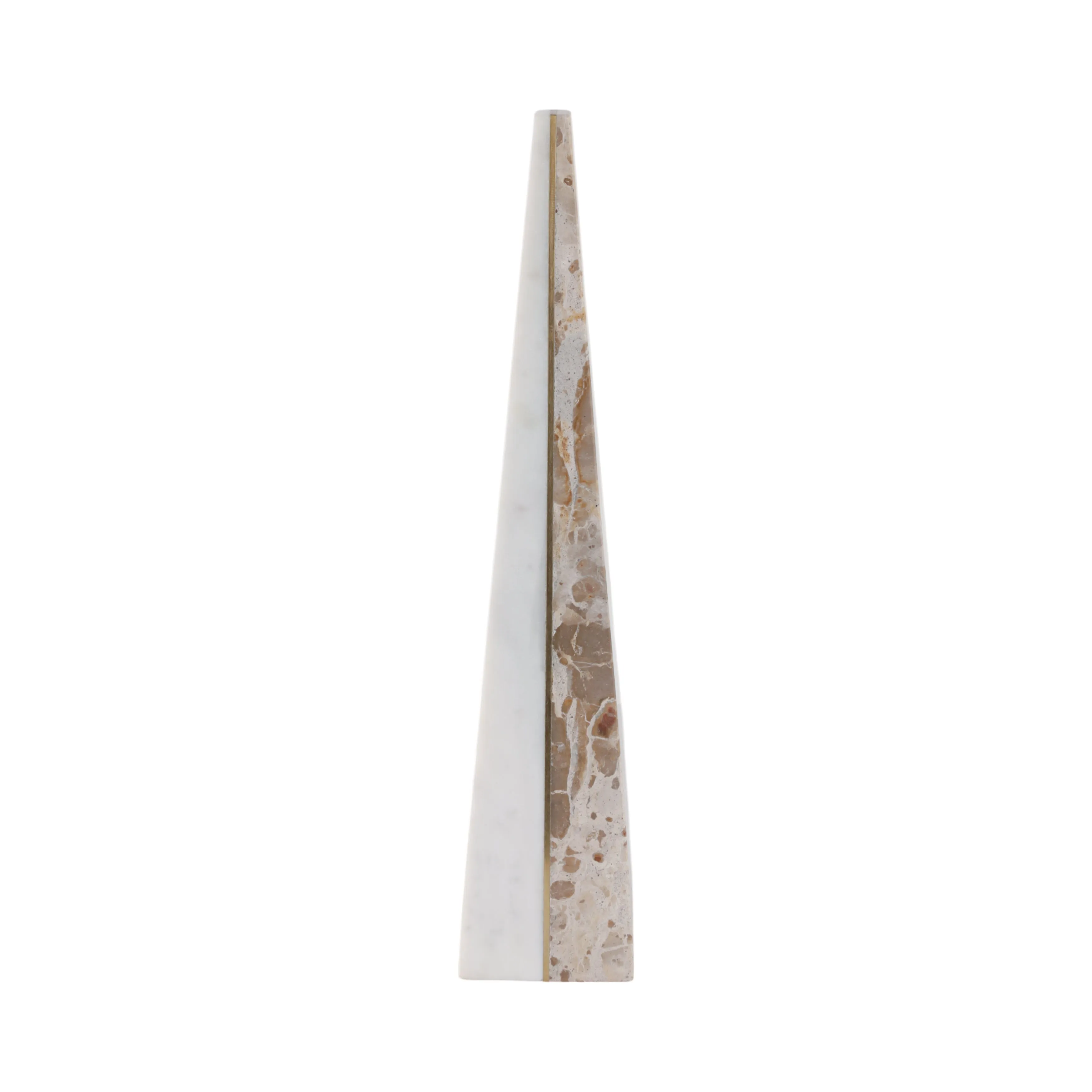 18" Pompano Large Beige And White Marble Pyramid