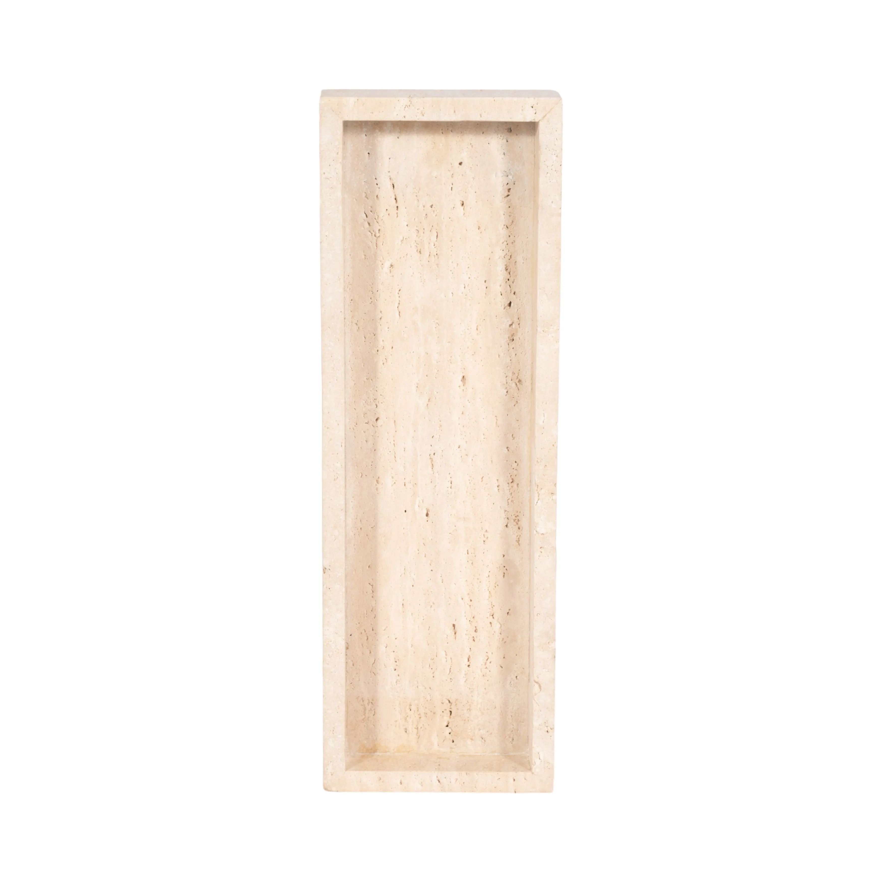 18" Travertine Rectangular Tray, Tan