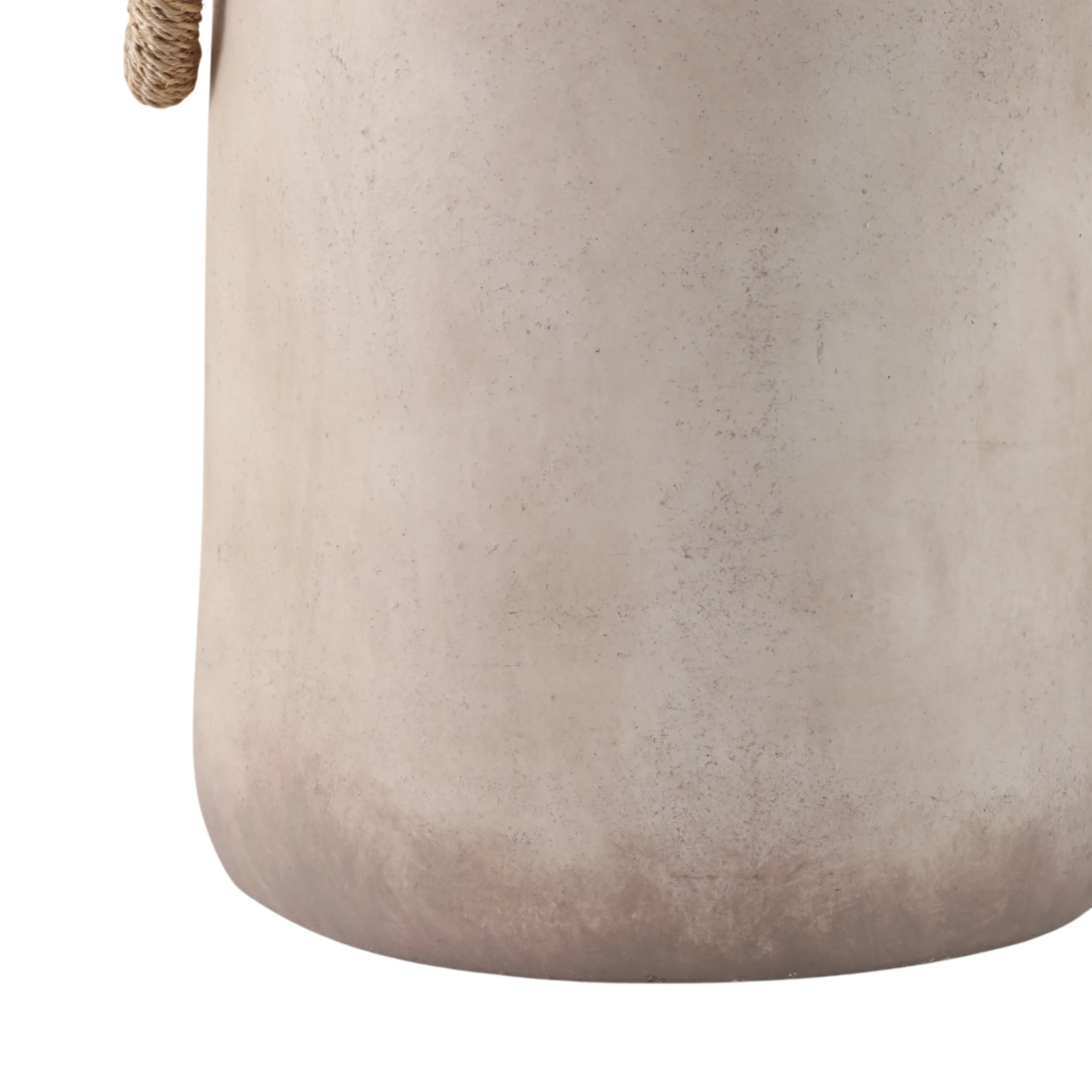 18" Vase With Rattan Handles, Antique White