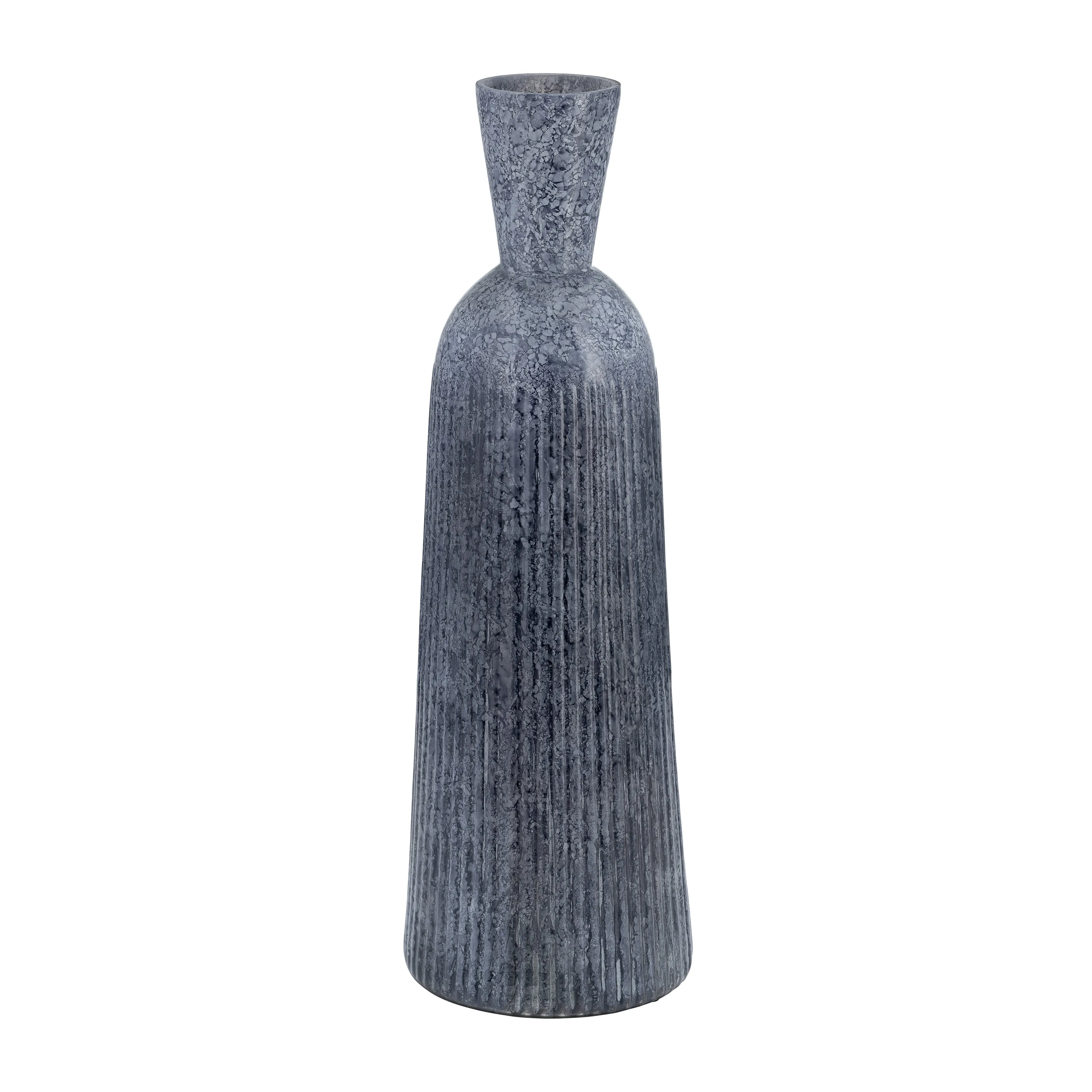 20", GROOVED GLASS VASE, BLUE