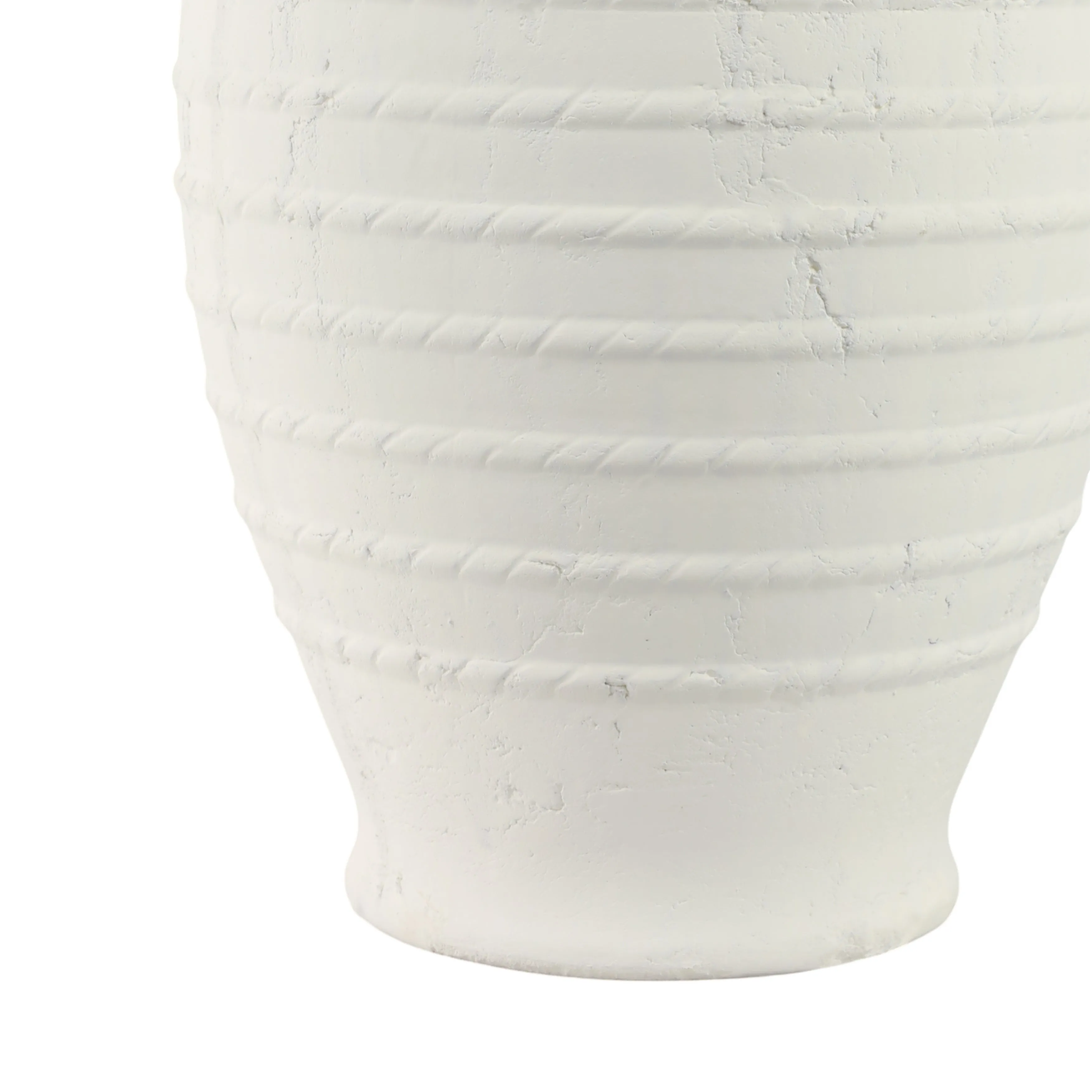 20" Rope Ribbed Terracotta Vase, White