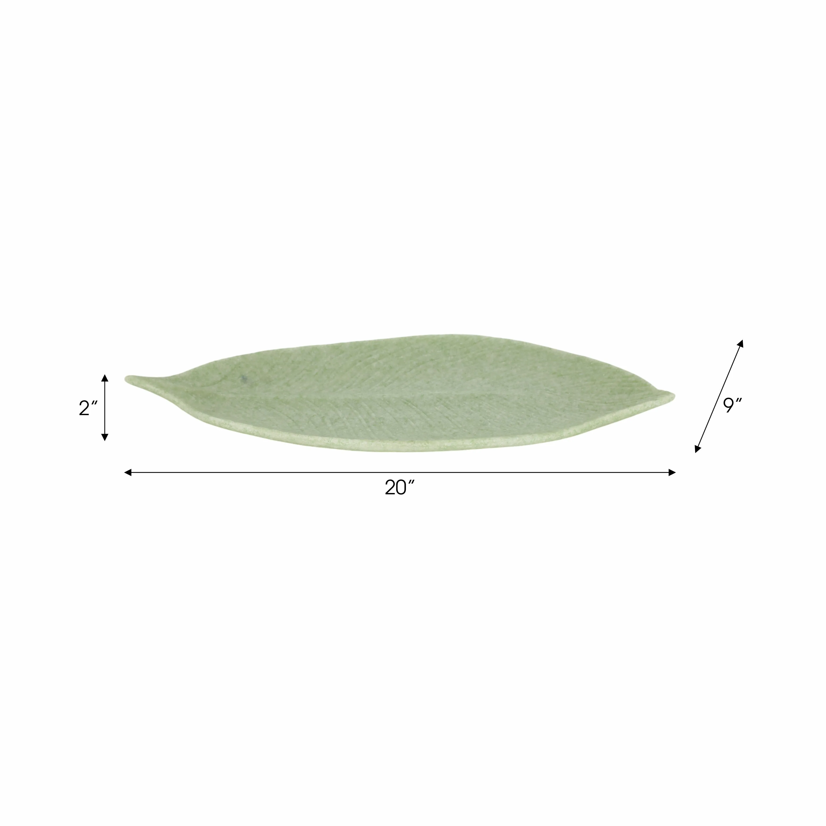 20" Zelen Green Quartz Resin Leaf Tray