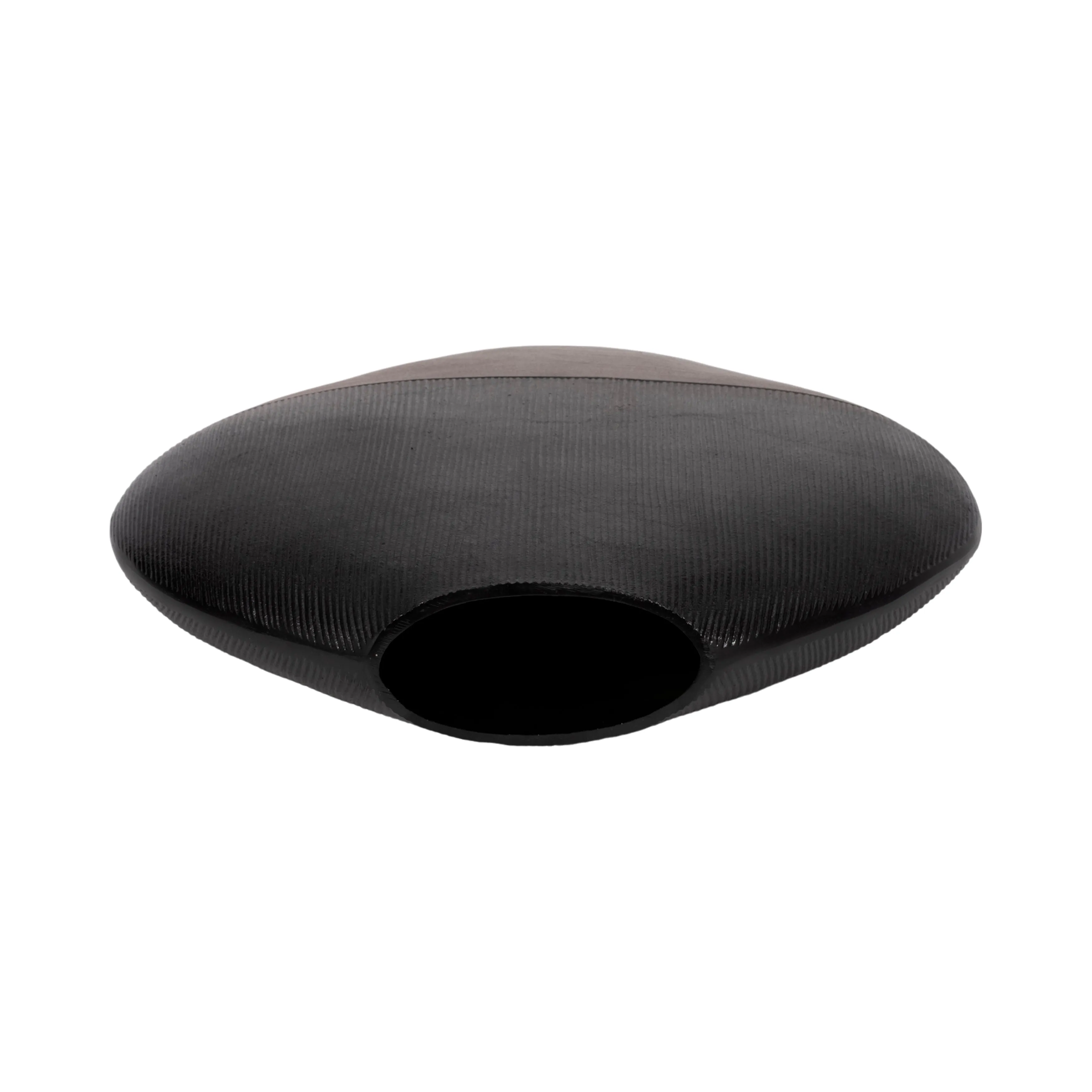 22" Color Block Round Vase, Black/brass Antique