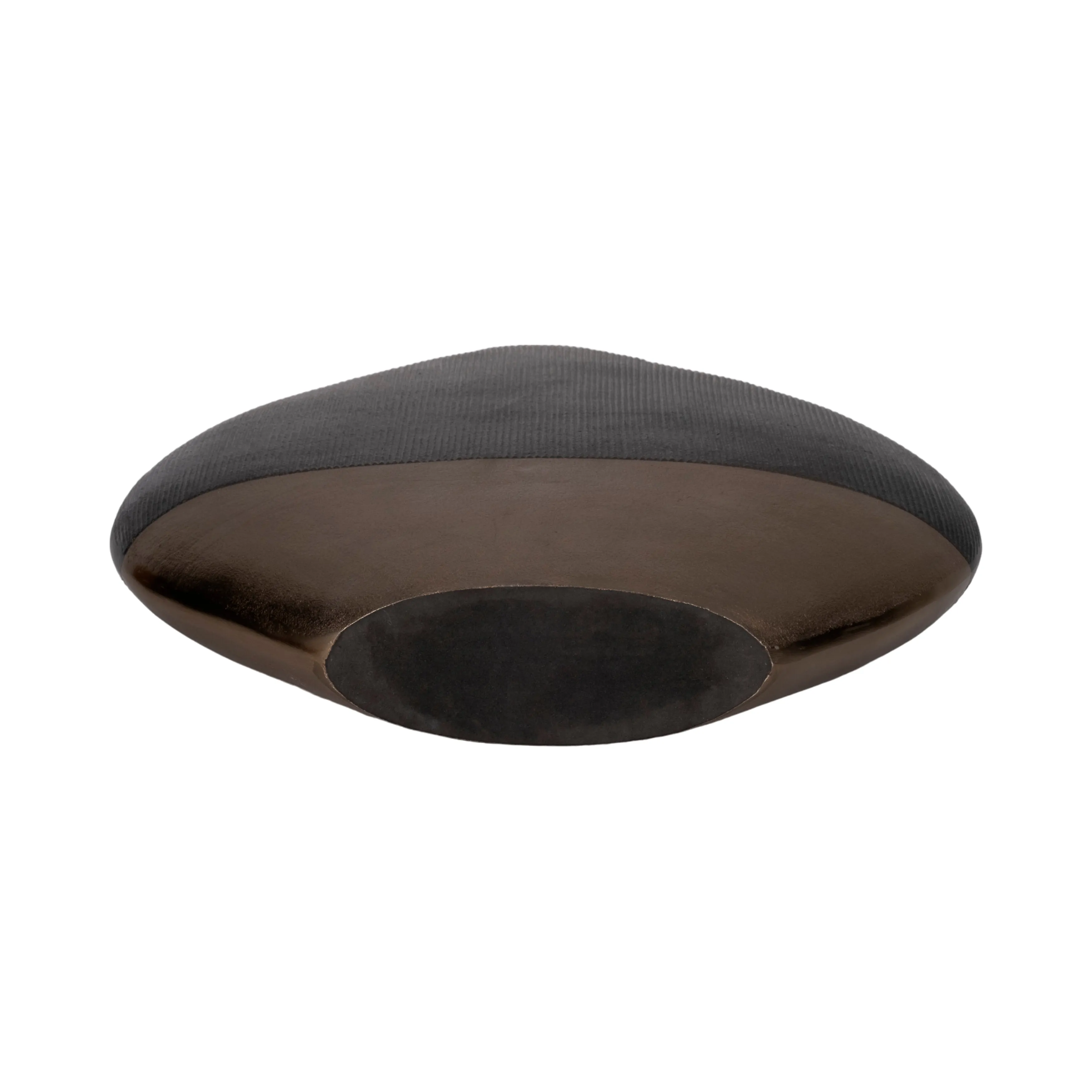 22" Color Block Round Vase, Black/brass Antique