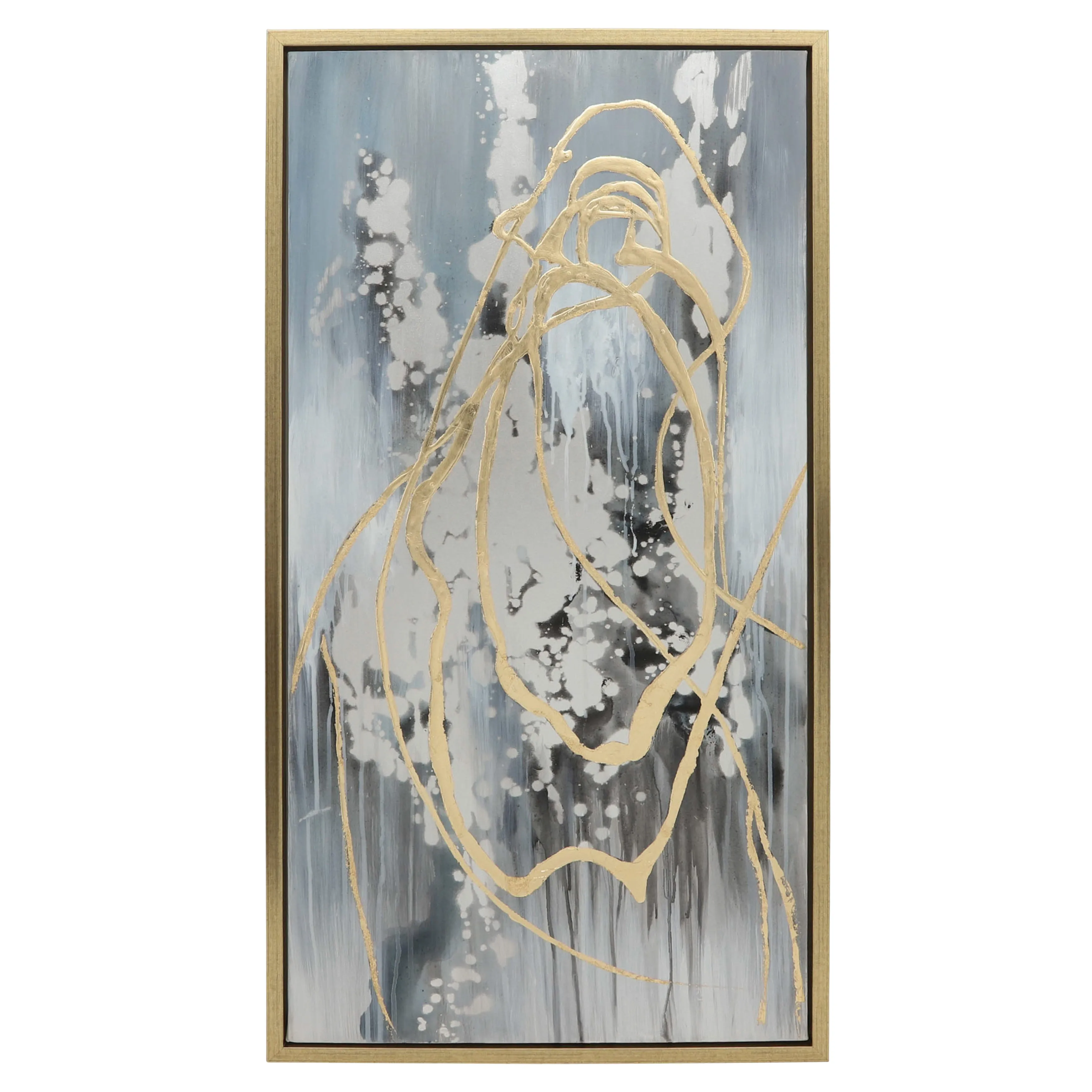 22X42 S/3 ABSTRACT CANVAS, MULTI ON GOLD FRAME