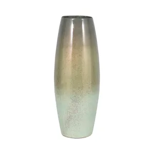24" Curved Glass Vase Green Mercury Ombre, Multi