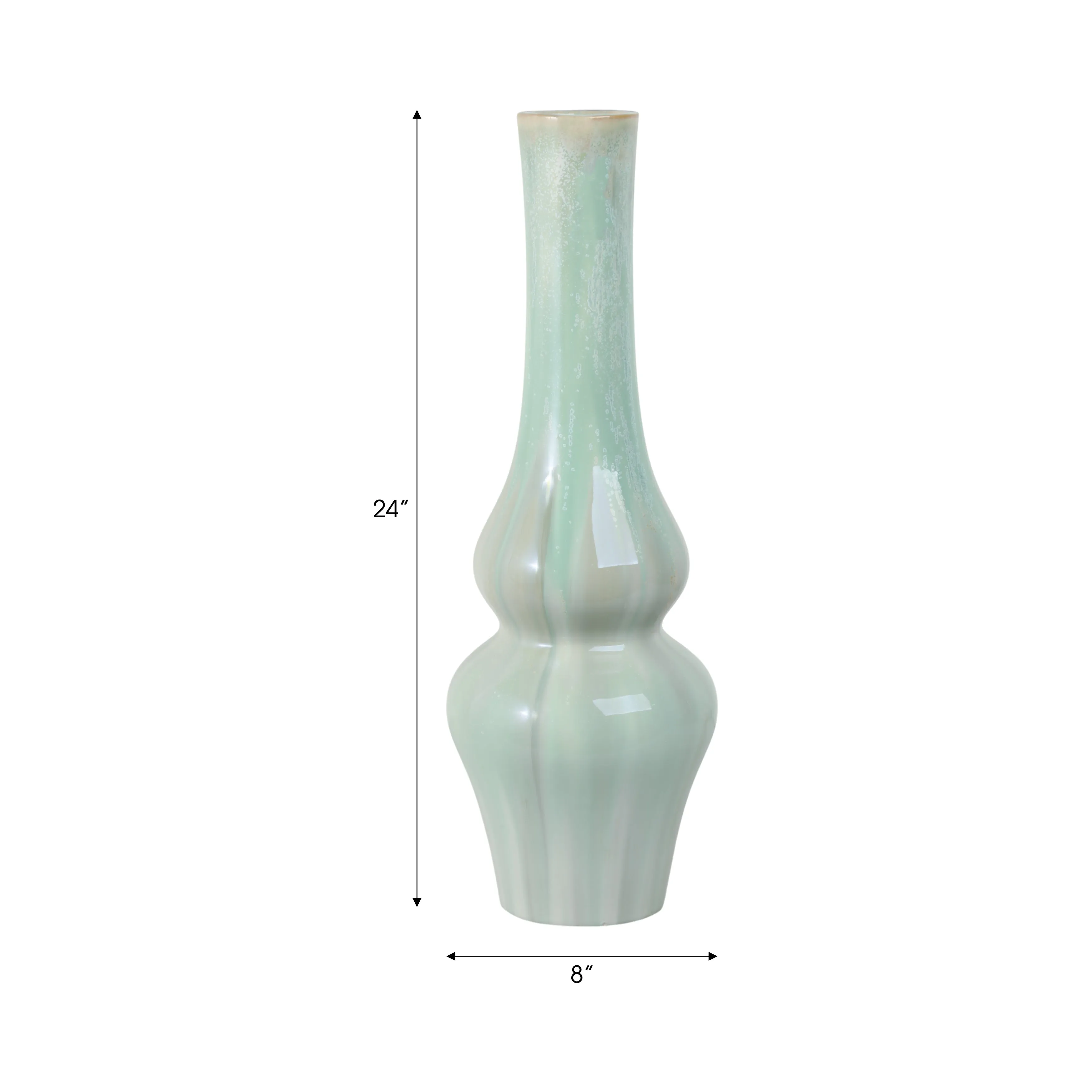 24" Everette Large Green Ceramic Vase