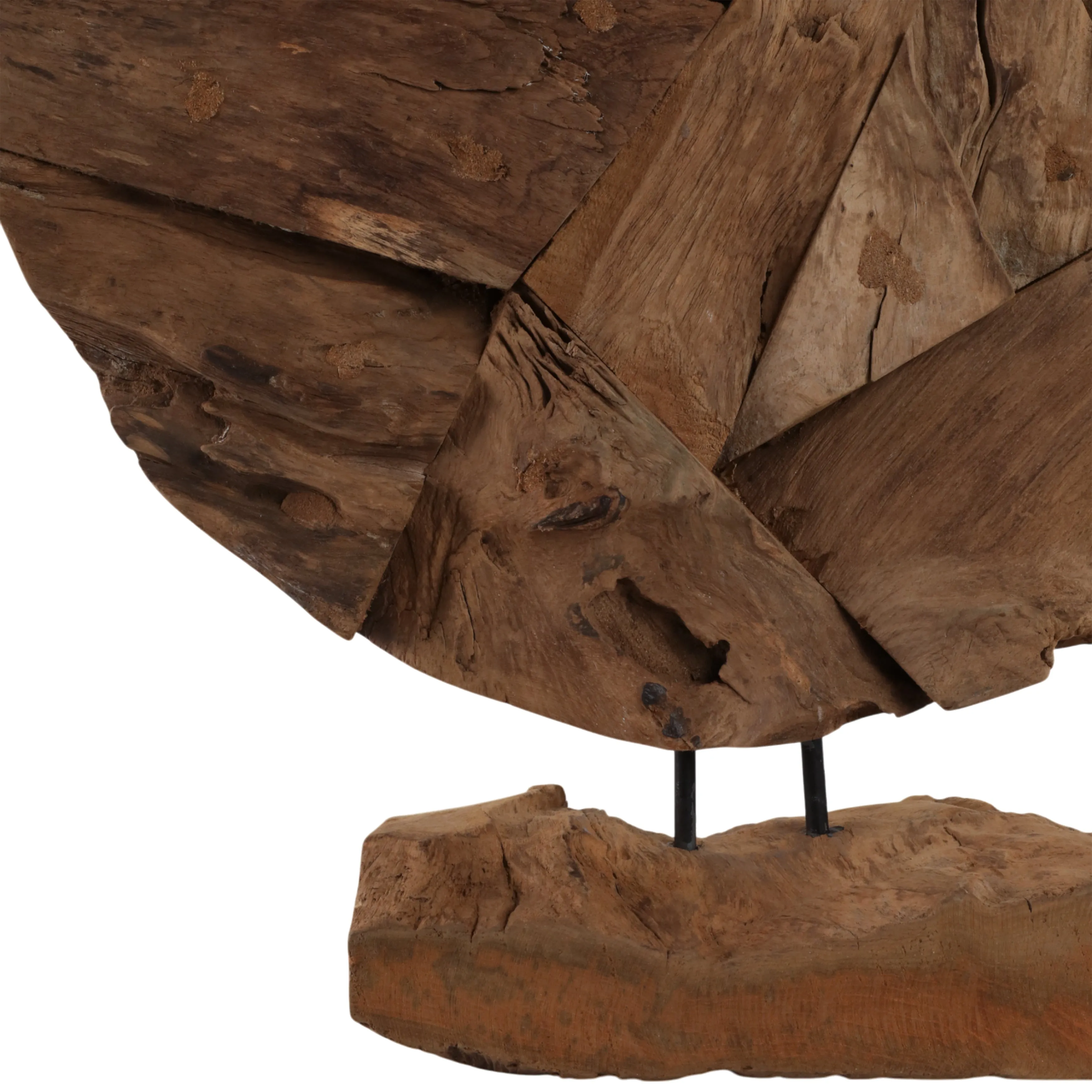 24" Teak Wood Disc On Stand, Natural