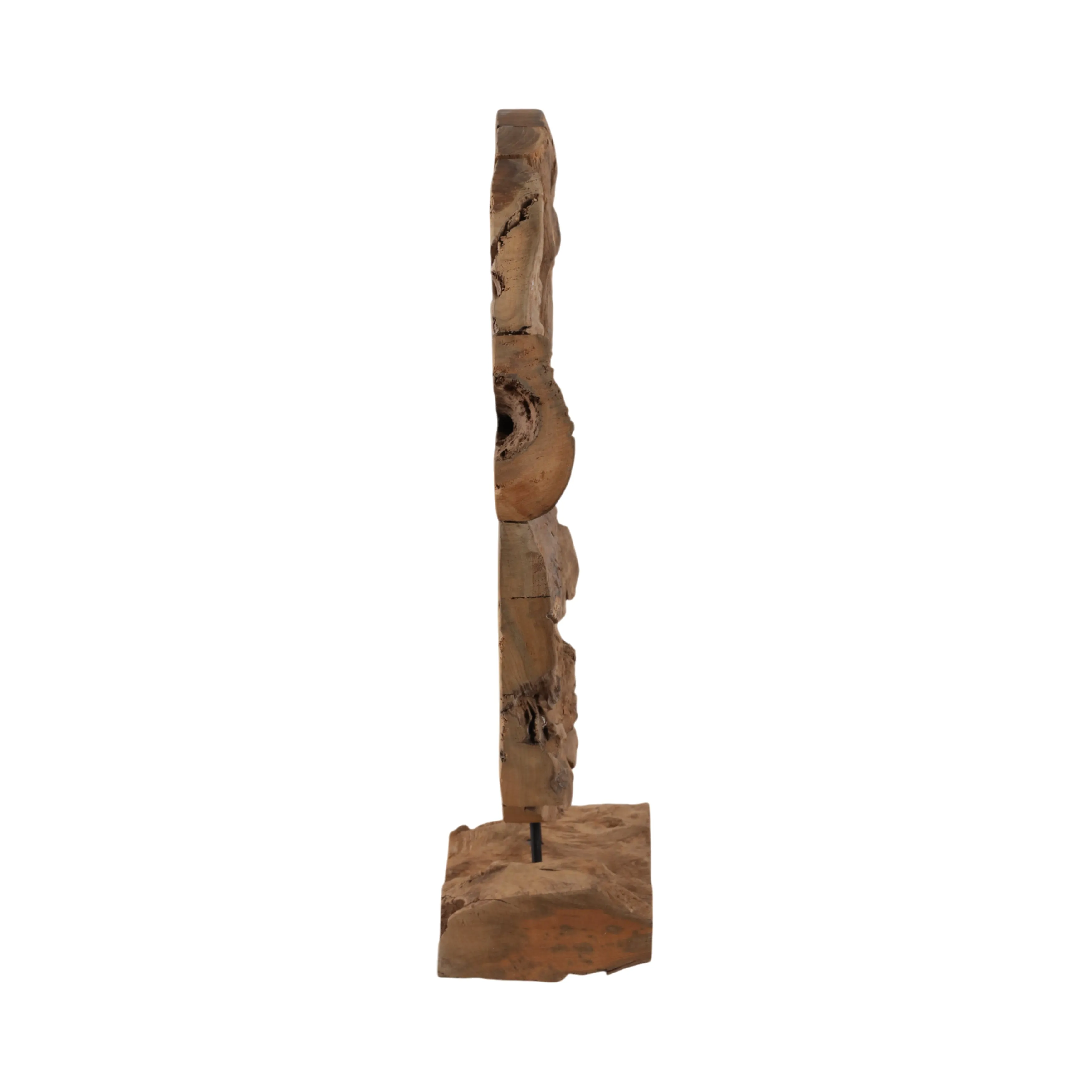 24" Teak Wood Disc On Stand, Natural