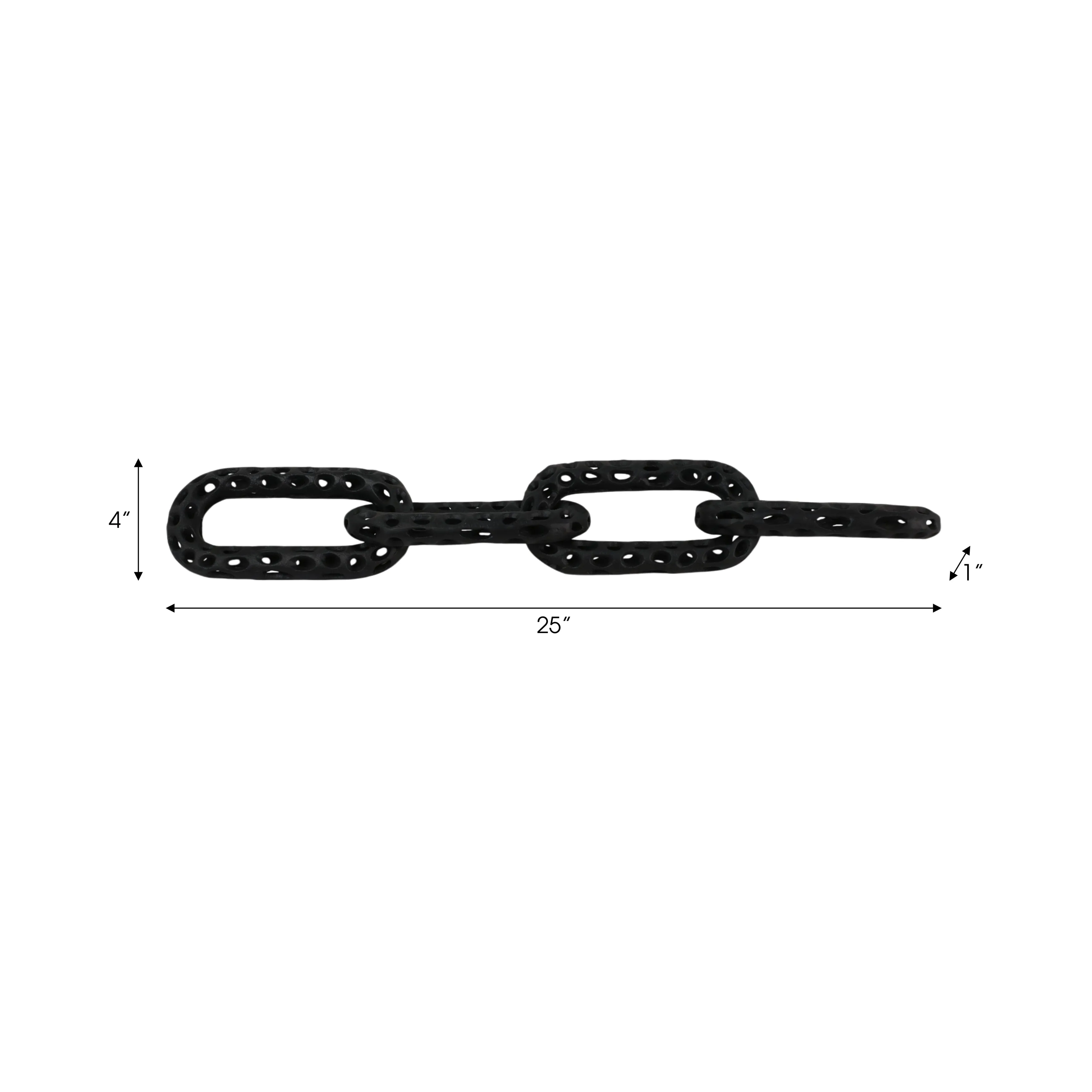 25x4" Pierced Metal 4-chain Link Object, Black