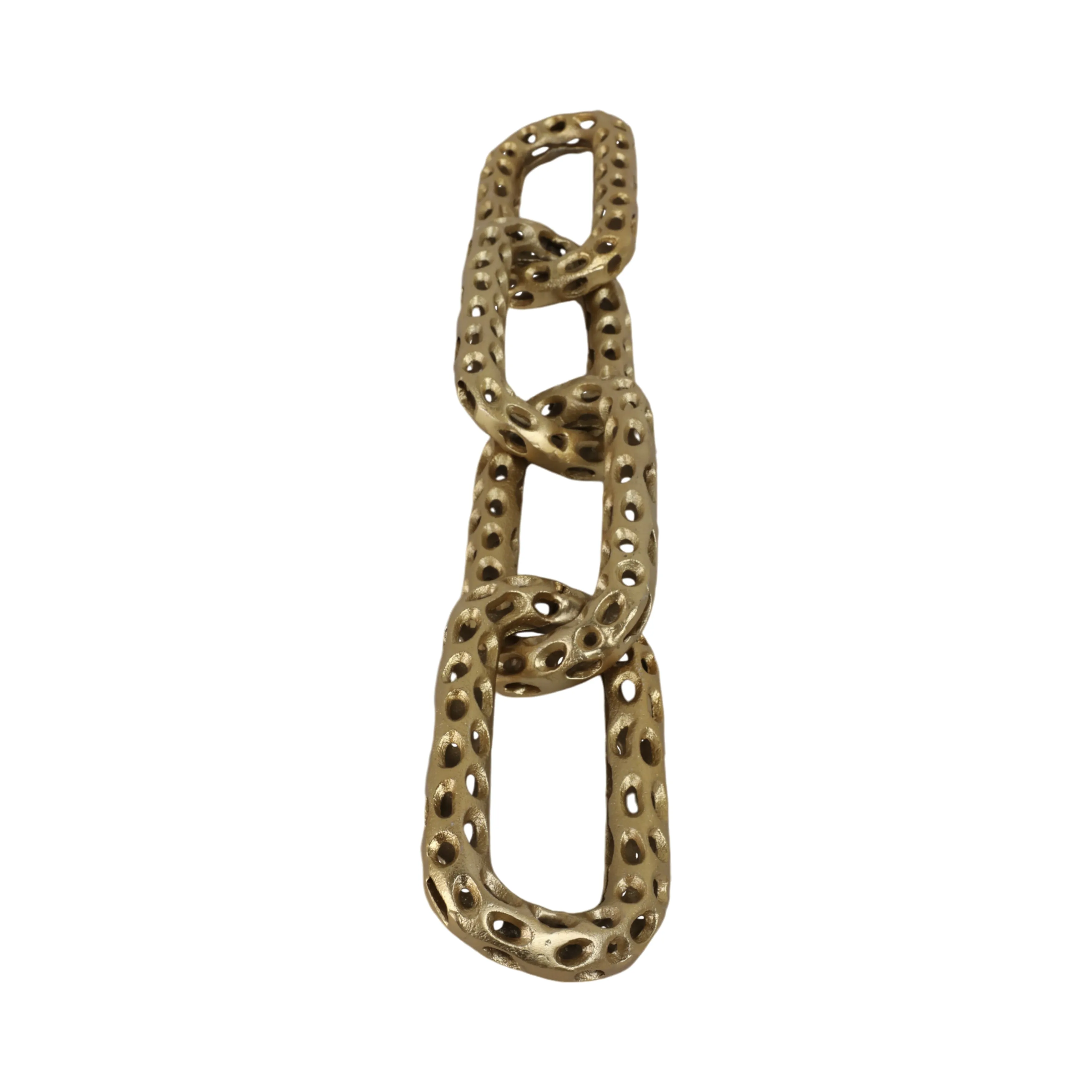 25x4" Pierced Metal 4-chain Link Object, Gold