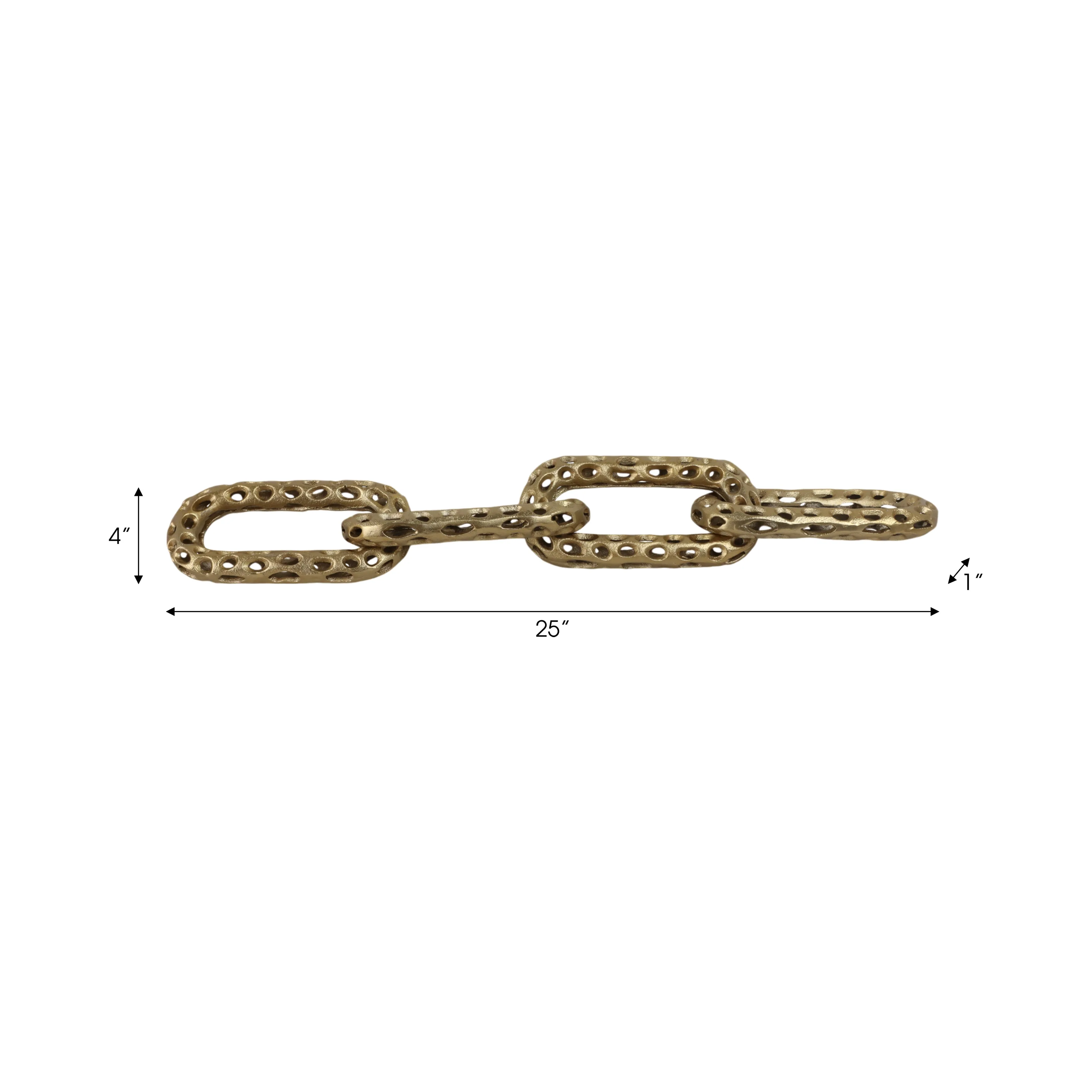 25x4" Pierced Metal 4-chain Link Object, Gold