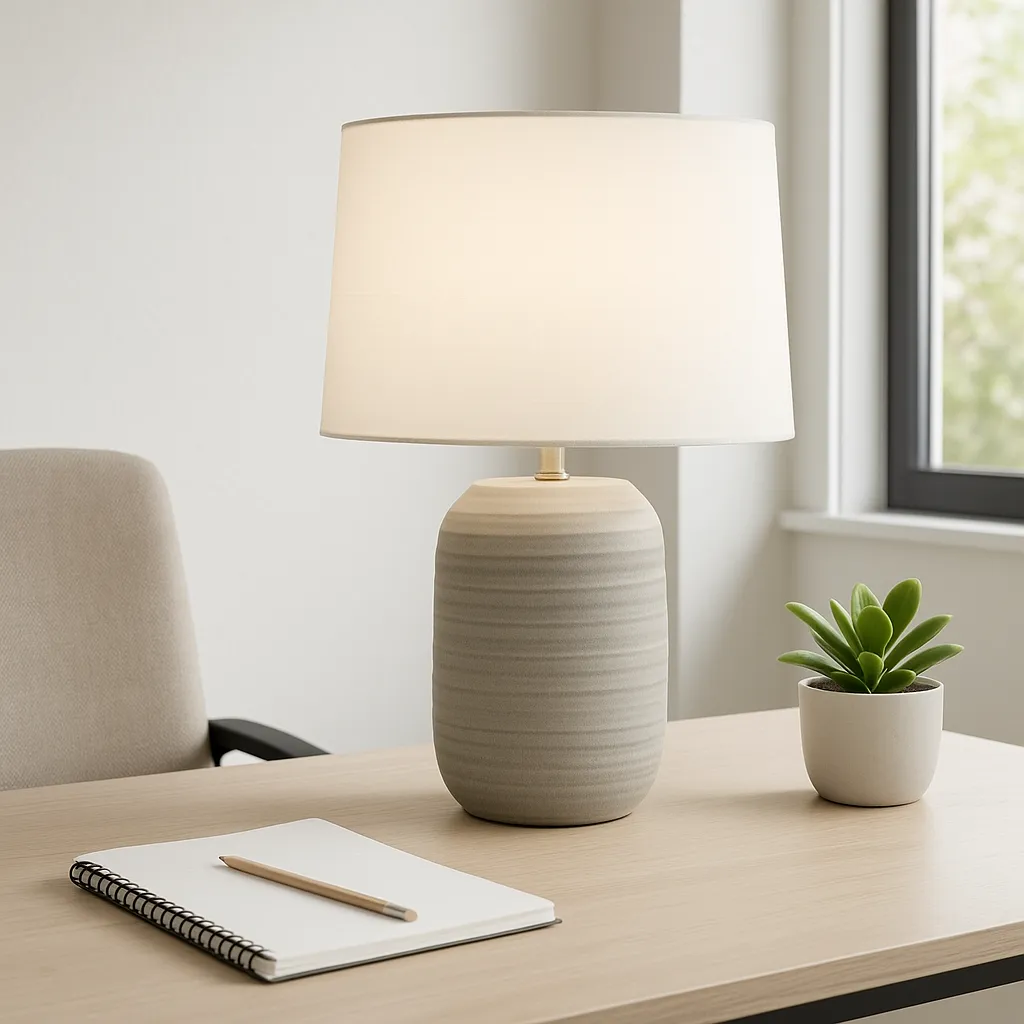 26" CERAMIC TABLE LAMP, BEIGE