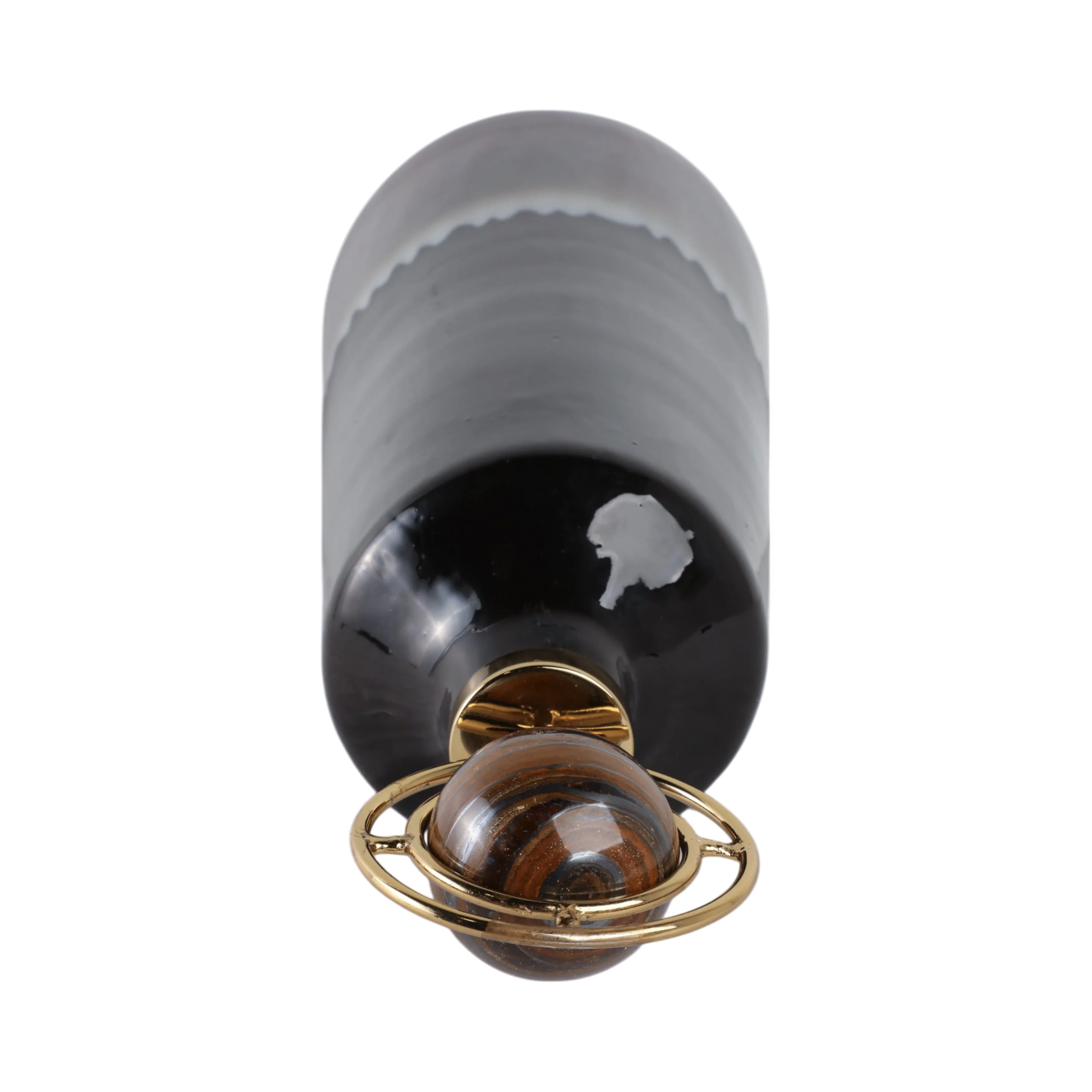 26" Oscar Large Tiger's Eye Stone And Metal Bottle
