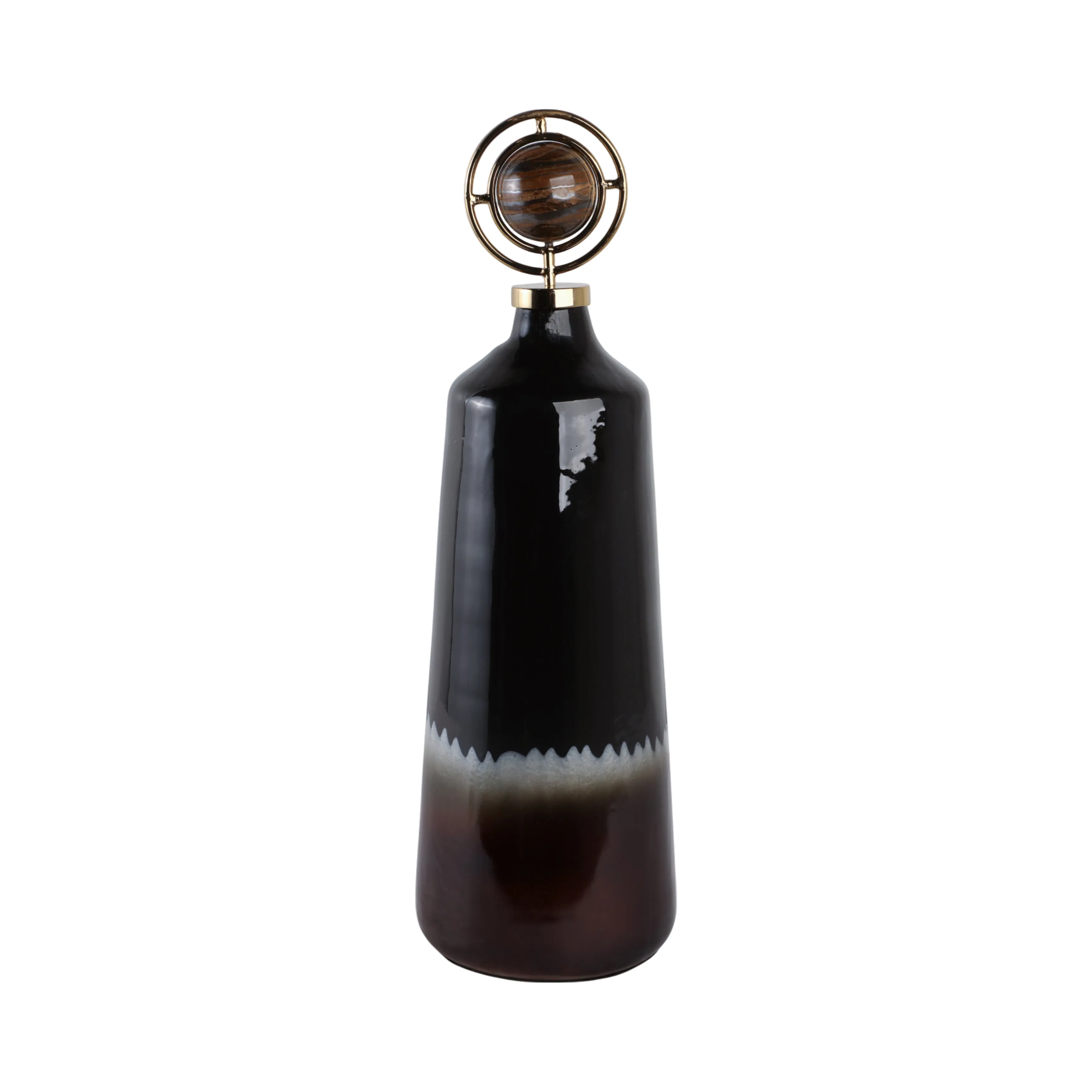 26" Oscar Large Tiger's Eye Stone And Metal Bottle