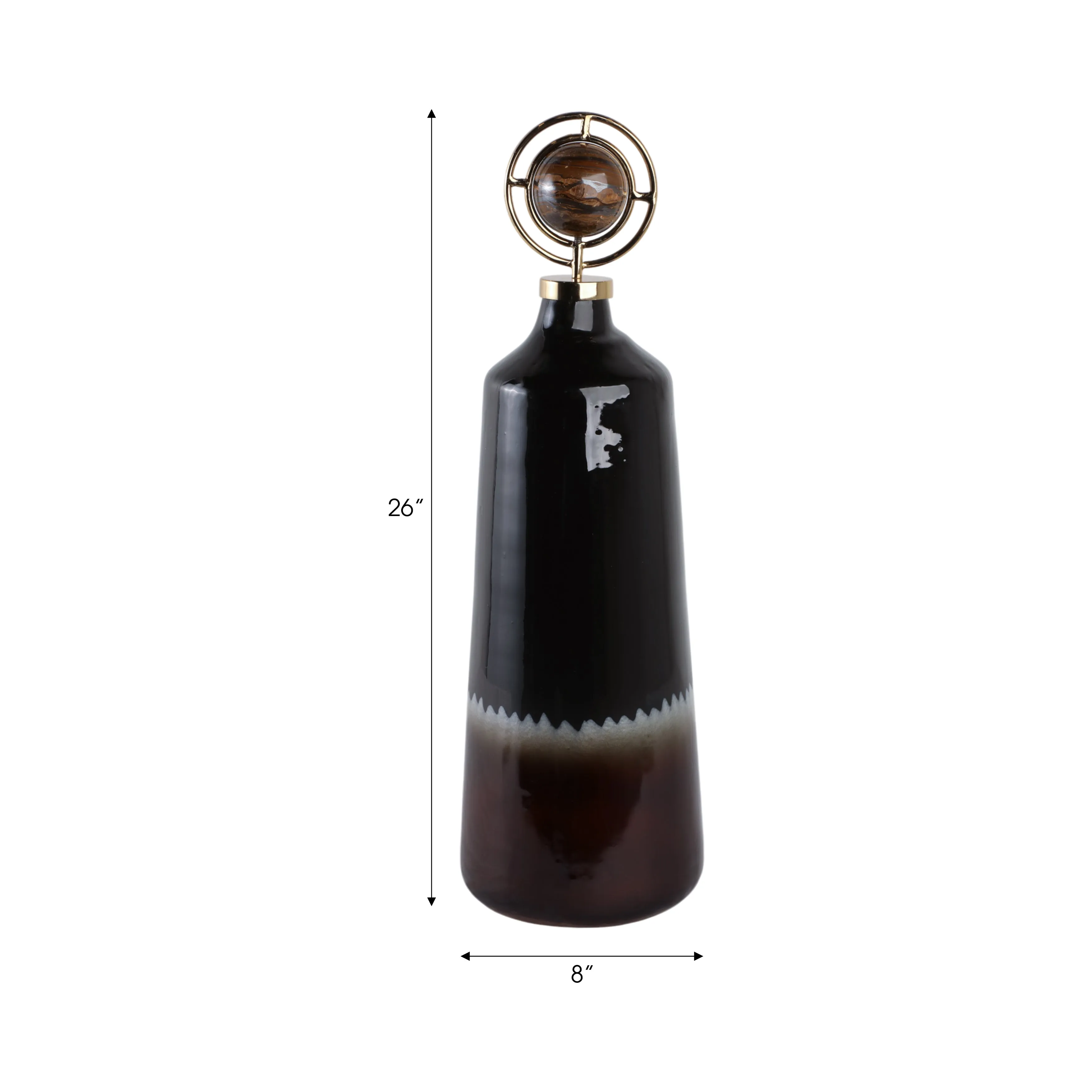 26" Oscar Large Tiger's Eye Stone And Metal Bottle
