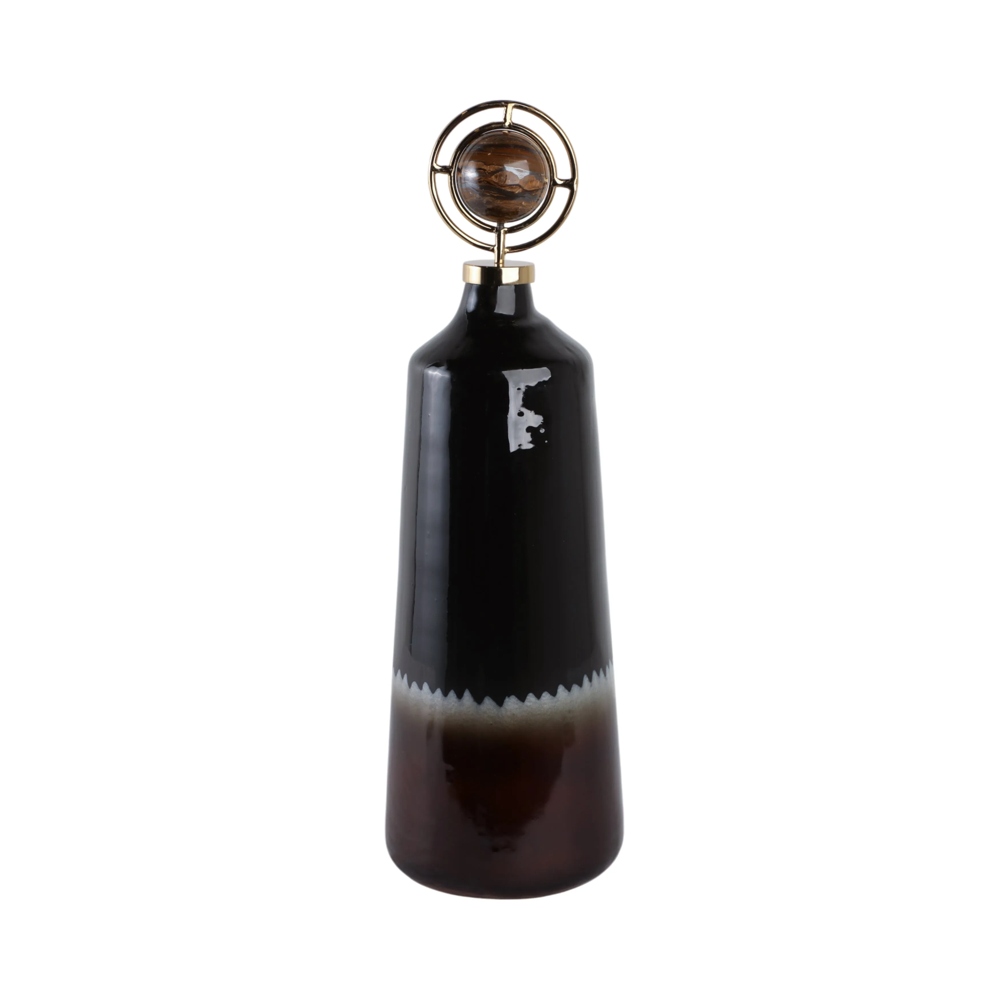 26" Oscar Large Tiger's Eye Stone And Metal Bottle