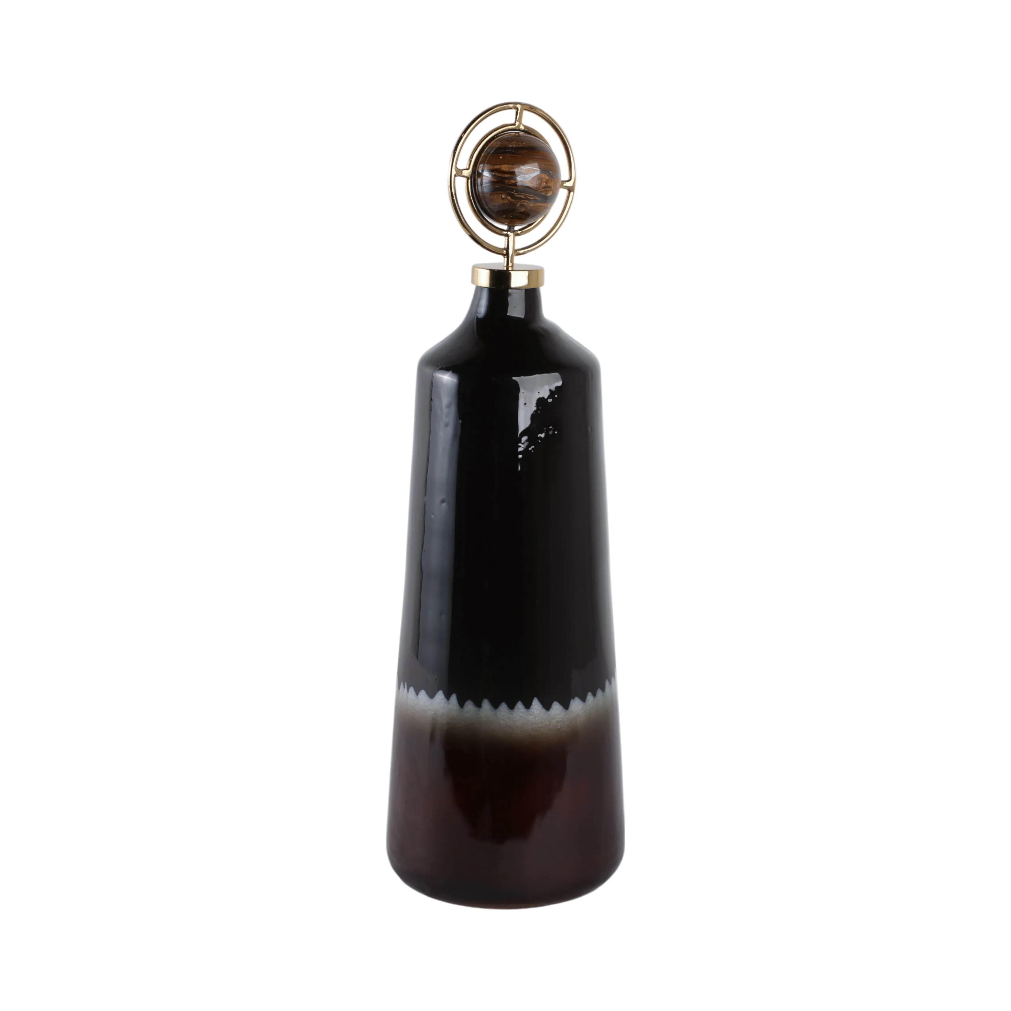 26" Oscar Large Tiger's Eye Stone And Metal Bottle