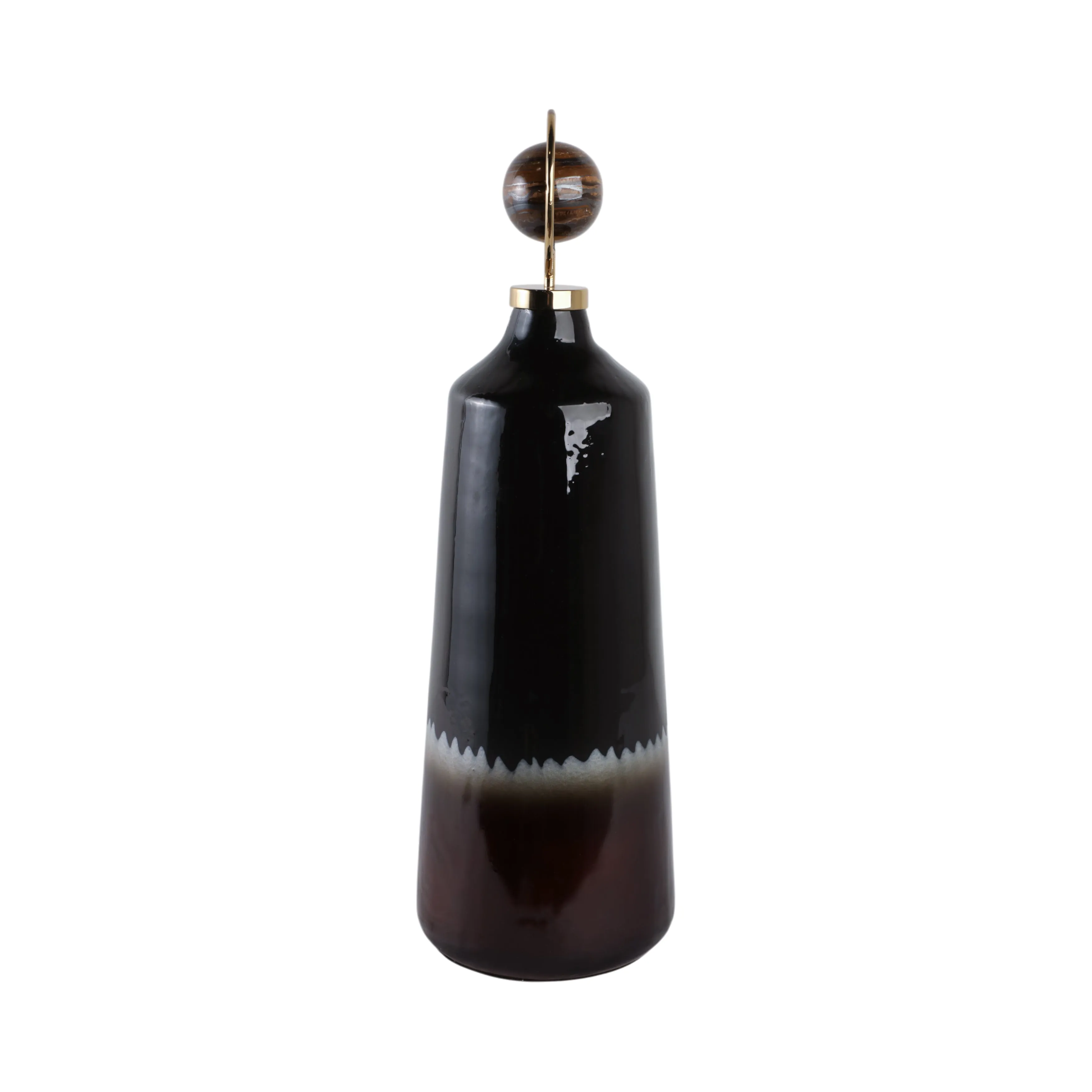 26" Oscar Large Tiger's Eye Stone And Metal Bottle