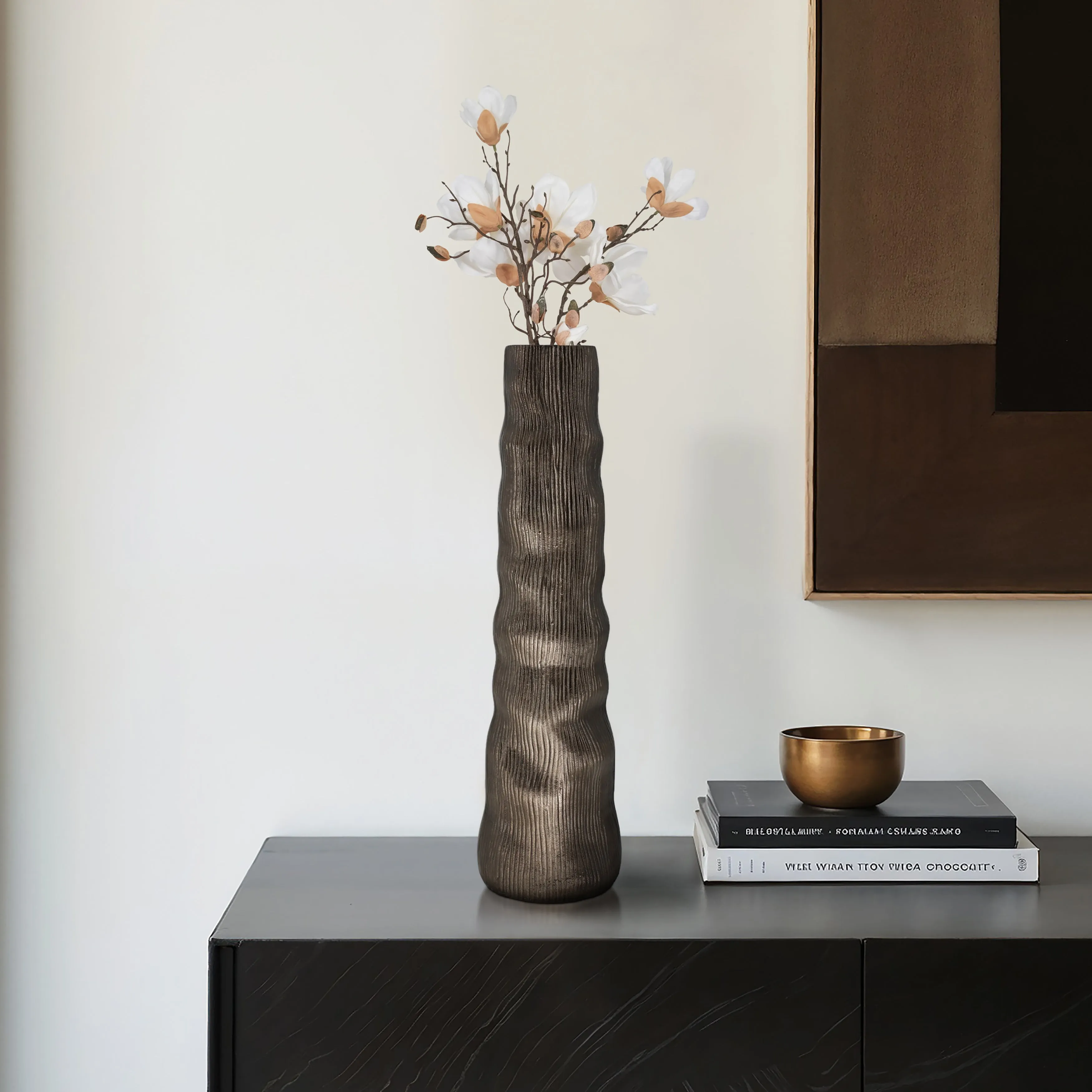 27" Sitka Large Bronz Metal Vase