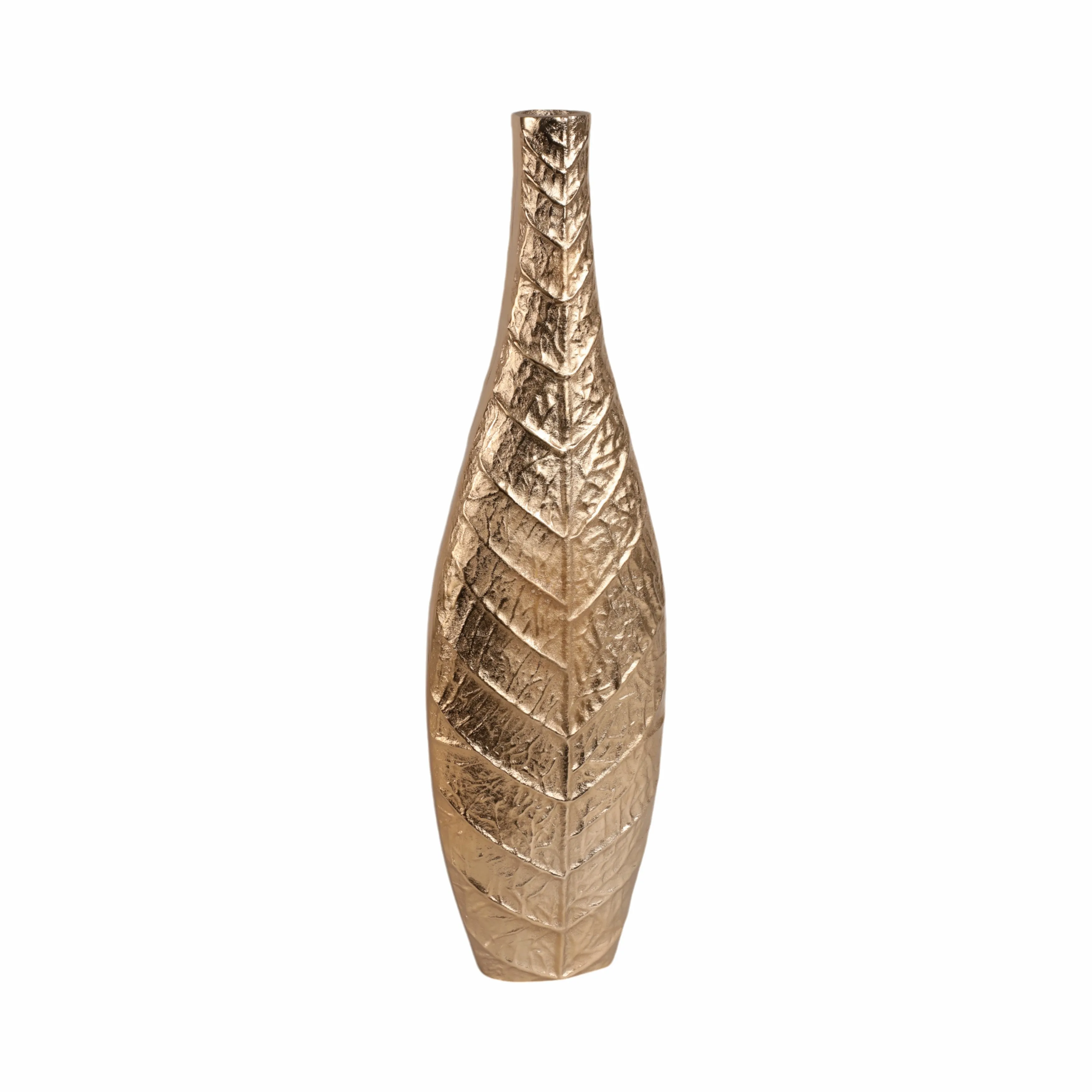 28" Craighton Large Metal Leaf Vase, Gold
