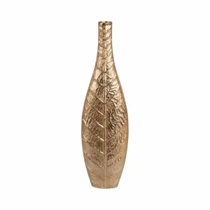 28" Craighton Large Metal Leaf Vase, Gold